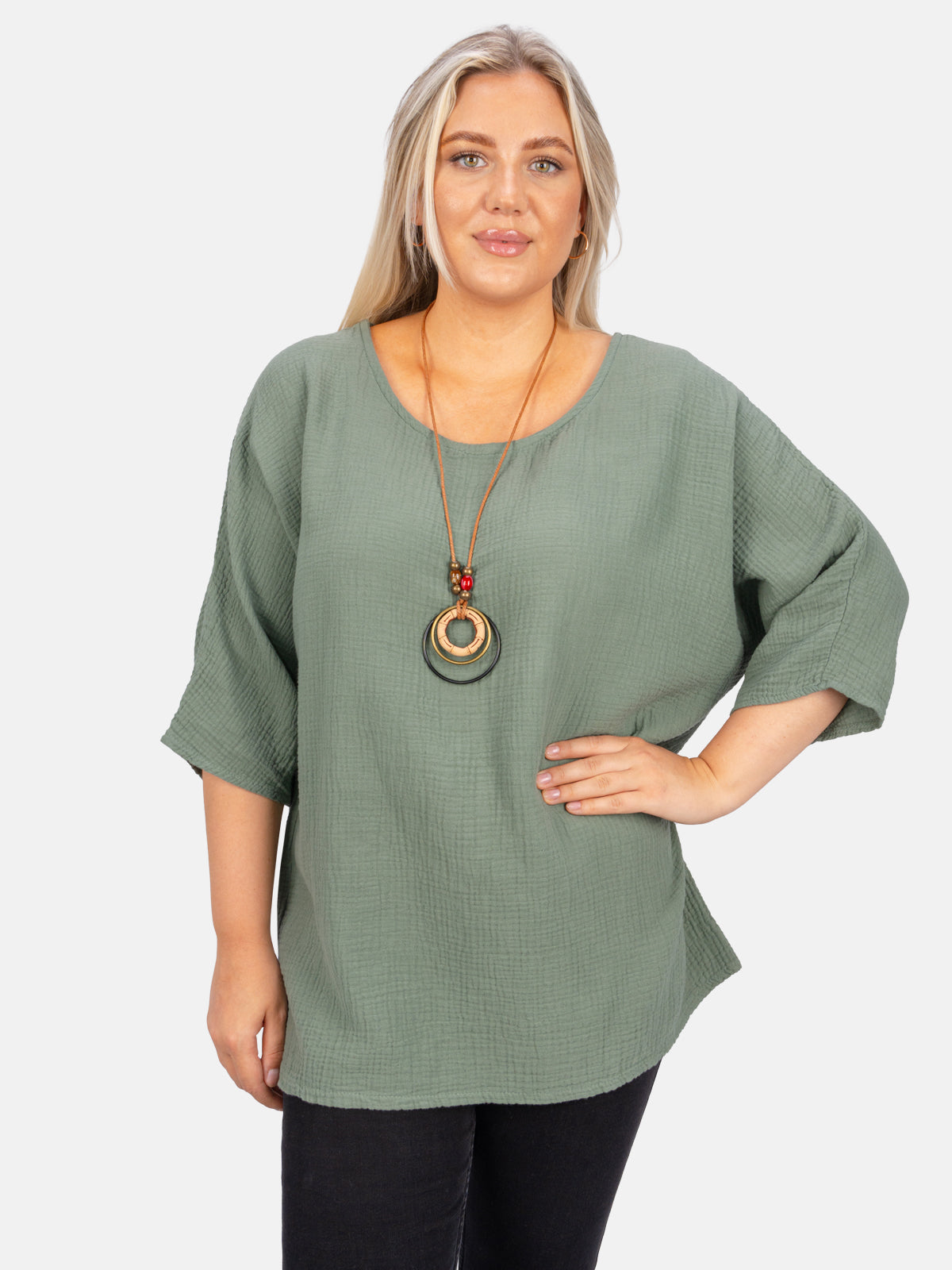 Musselin Bluse Halbarm Oversized - Vanessa