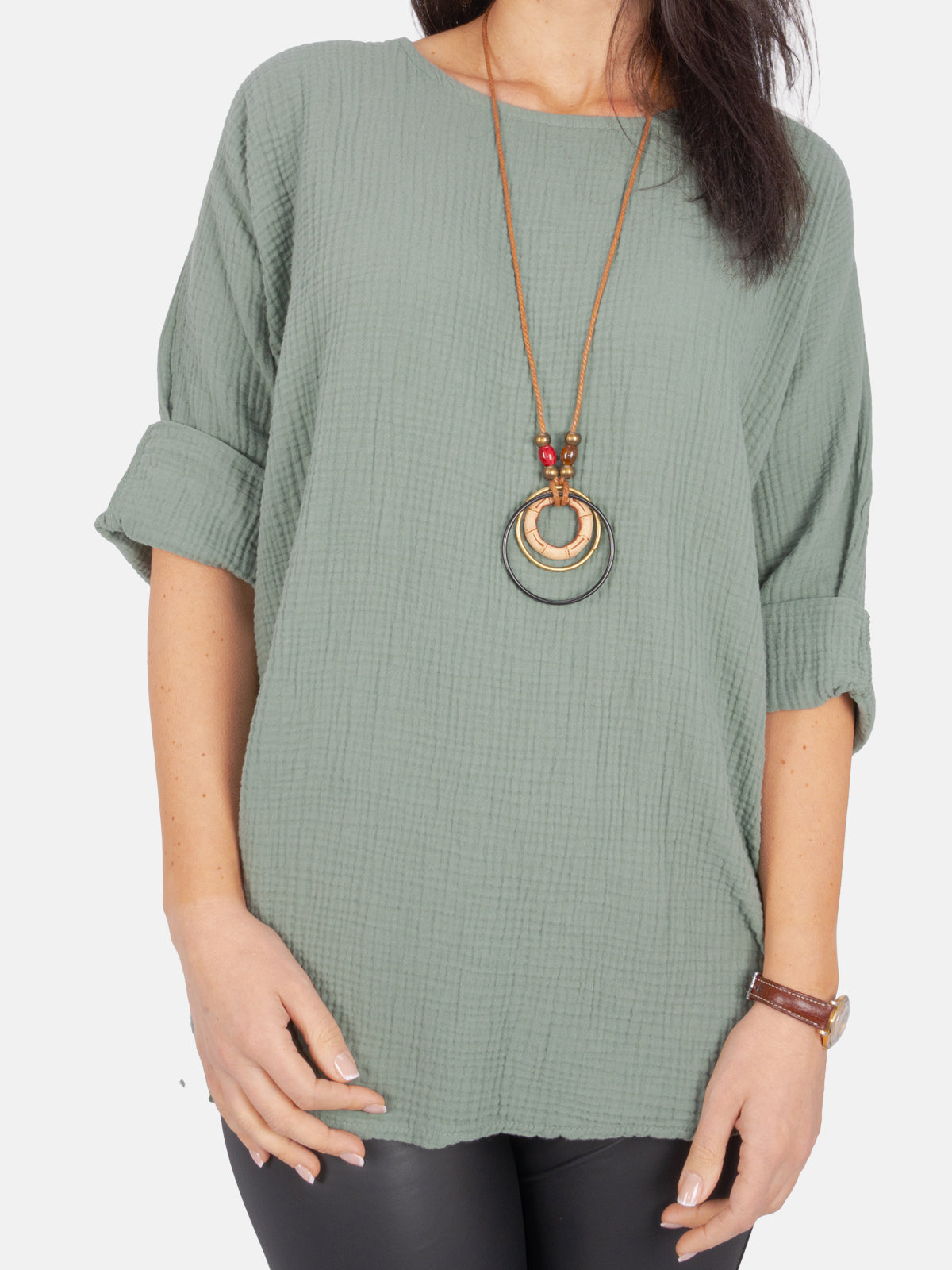 Musselin Bluse mit Kette - Valentina