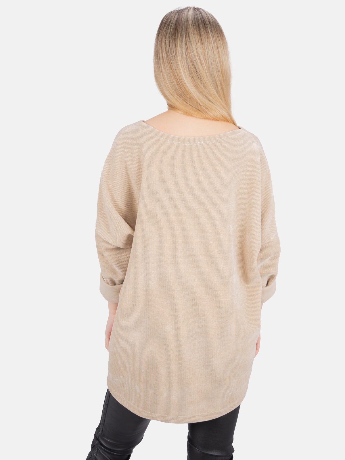 Oversized Bluse in Cord-Look inkl. Kette - Leonor