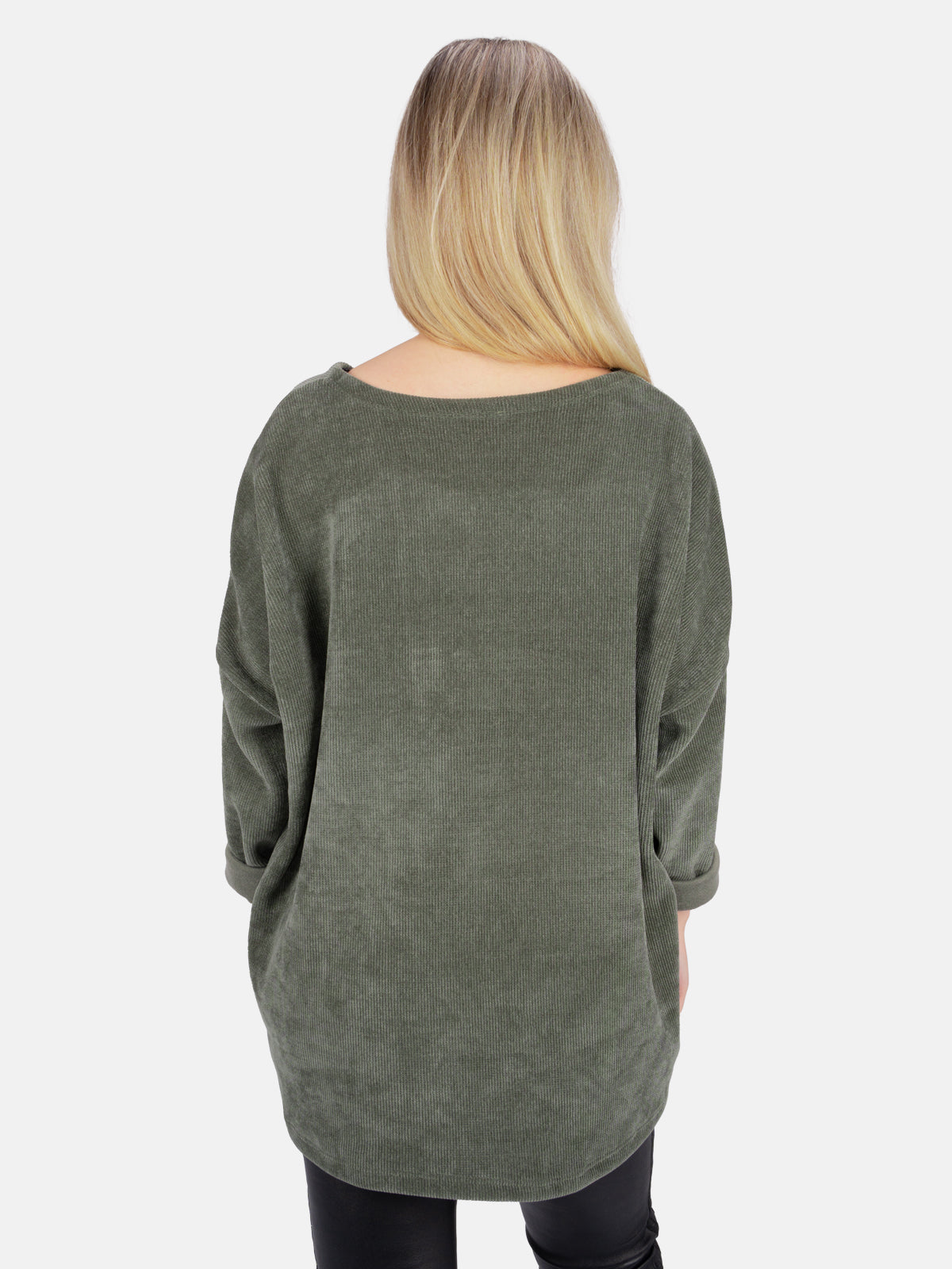 Oversized Bluse in Cord-Look inkl. Kette - Leonor