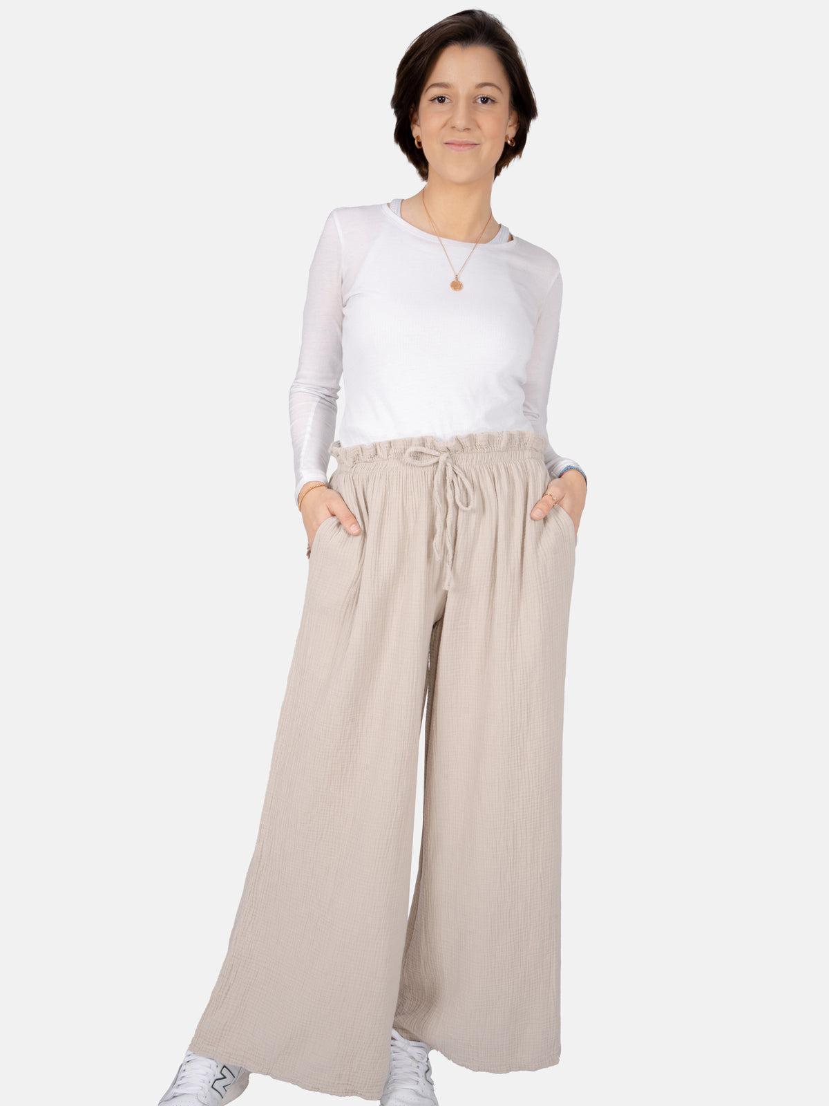 Lockere Musselinhose Liska in Beige #Farbe_Beige