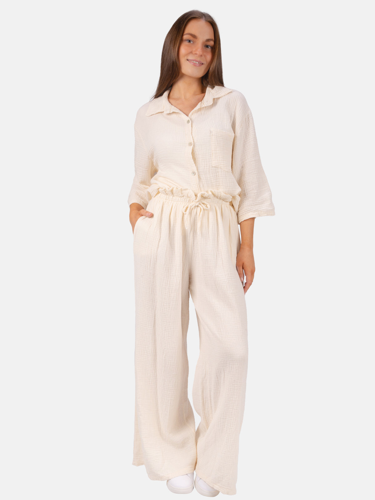 Lockere Musselinhose - creme - Liska