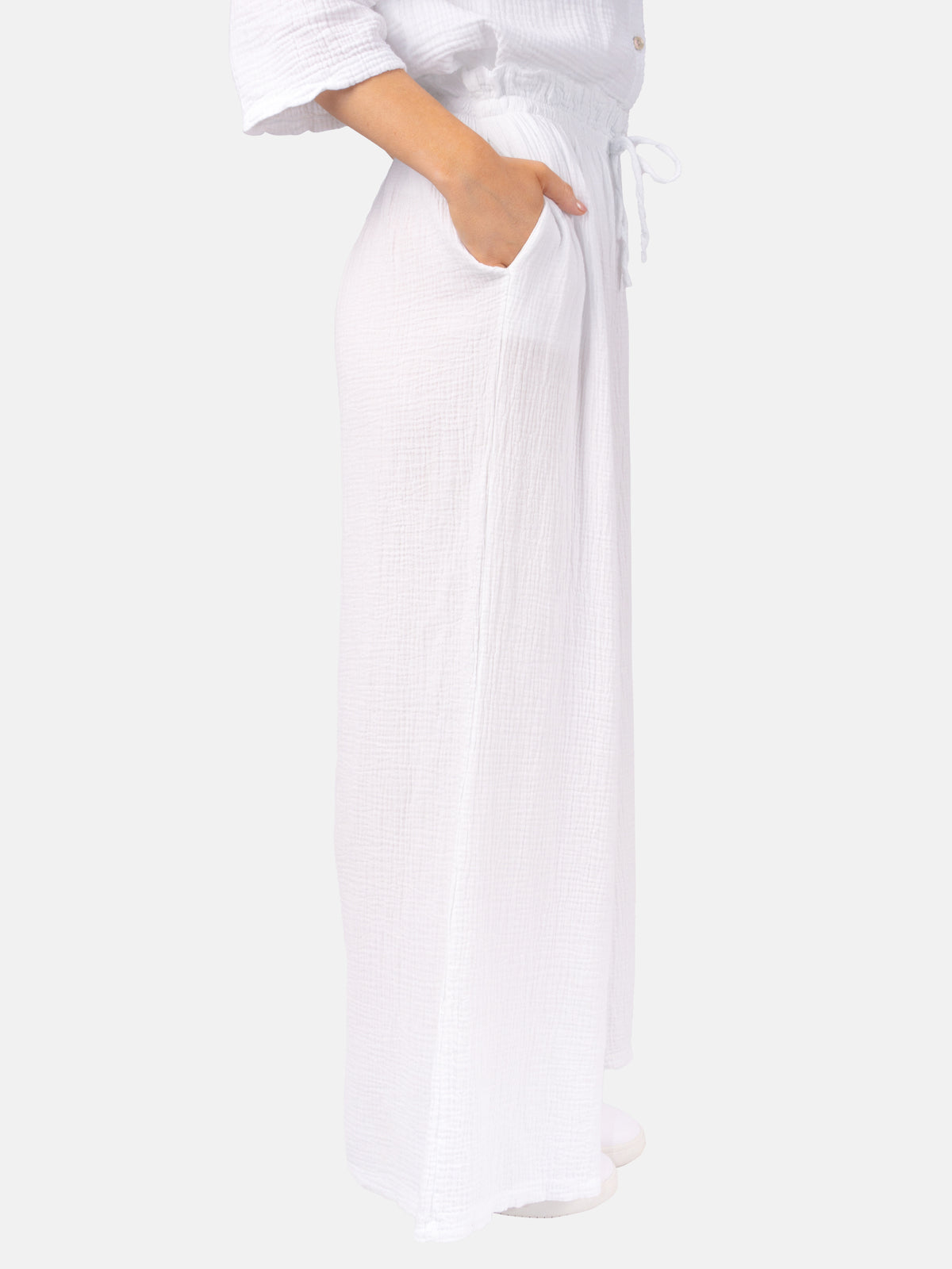 Lockere Musselinhose Liska in Weiß #Farbe_Weiß