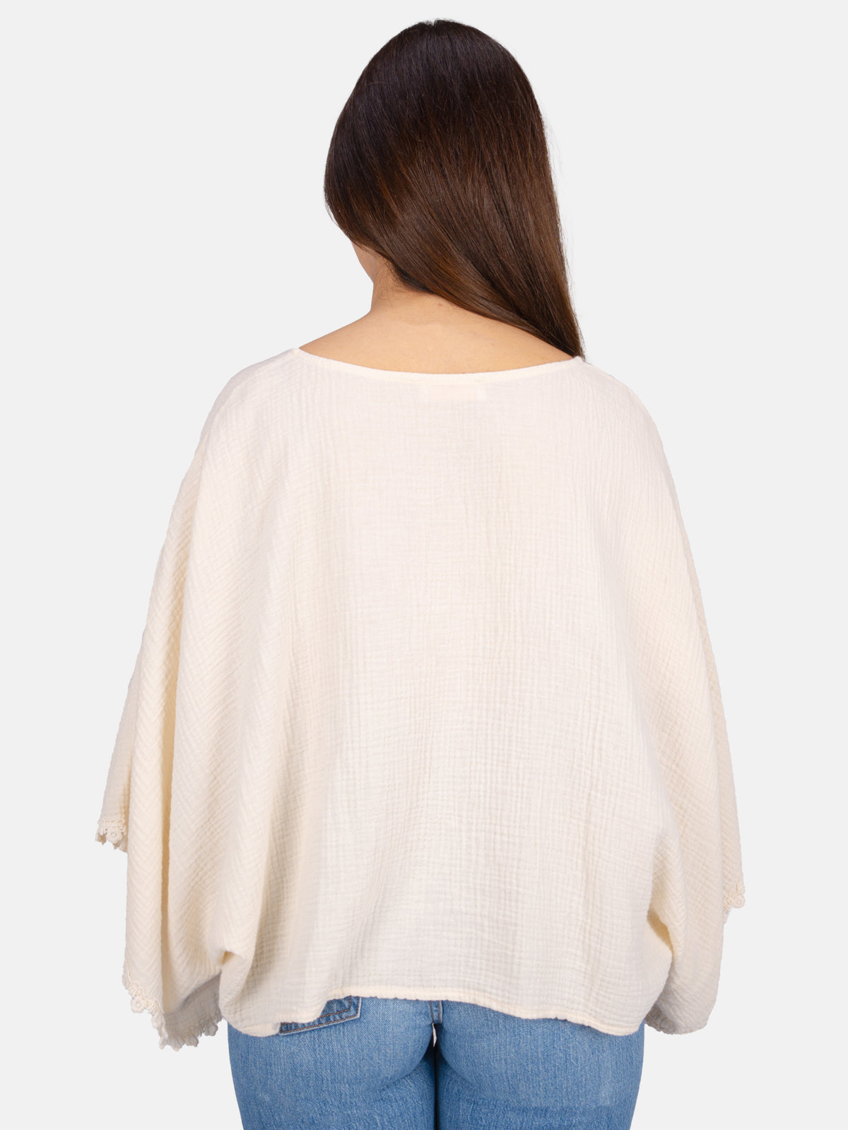 Kurze Musselinbluse mit weiten Ärmeln - Mathilda