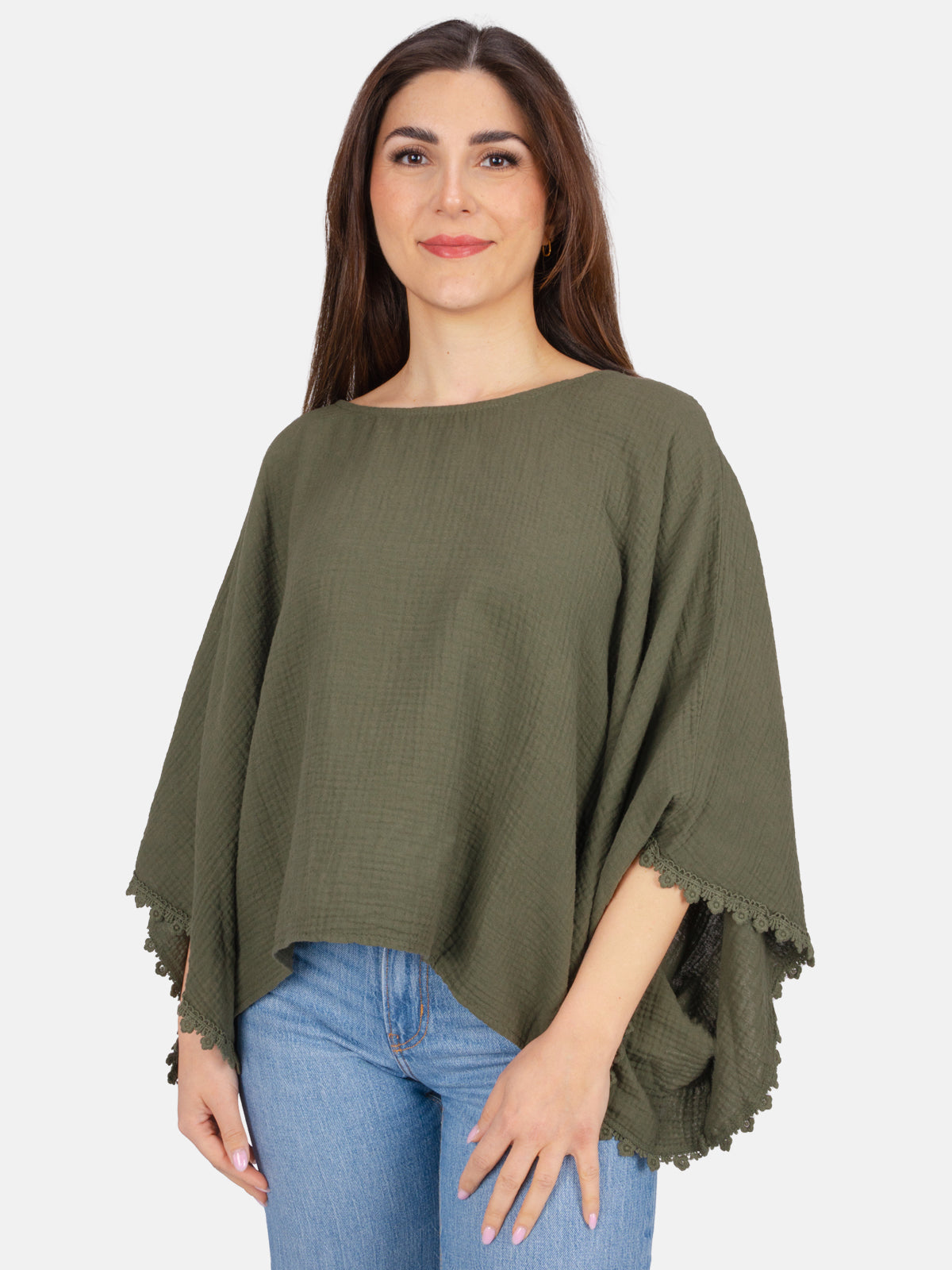 Kurze Musselinbluse mit weiten Ärmeln - Mathilda