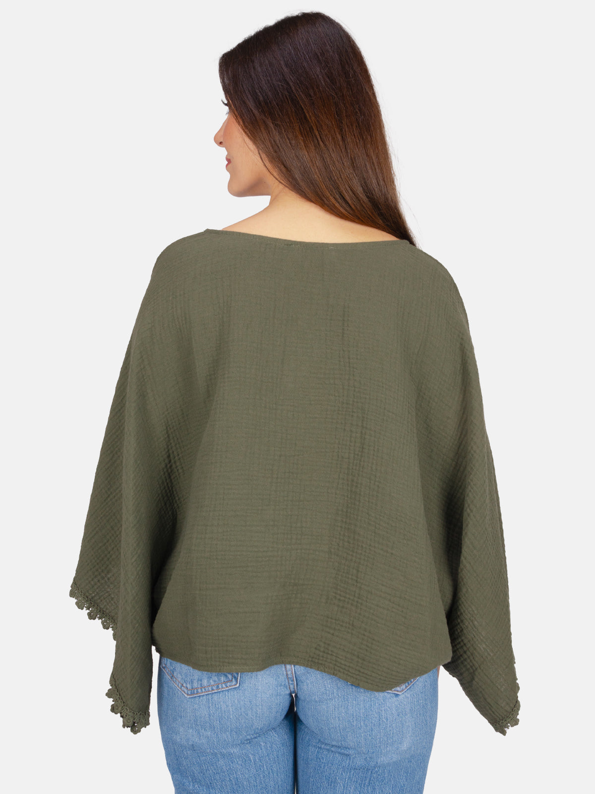 Kurze Musselinbluse mit weiten Ärmeln - Mathilda