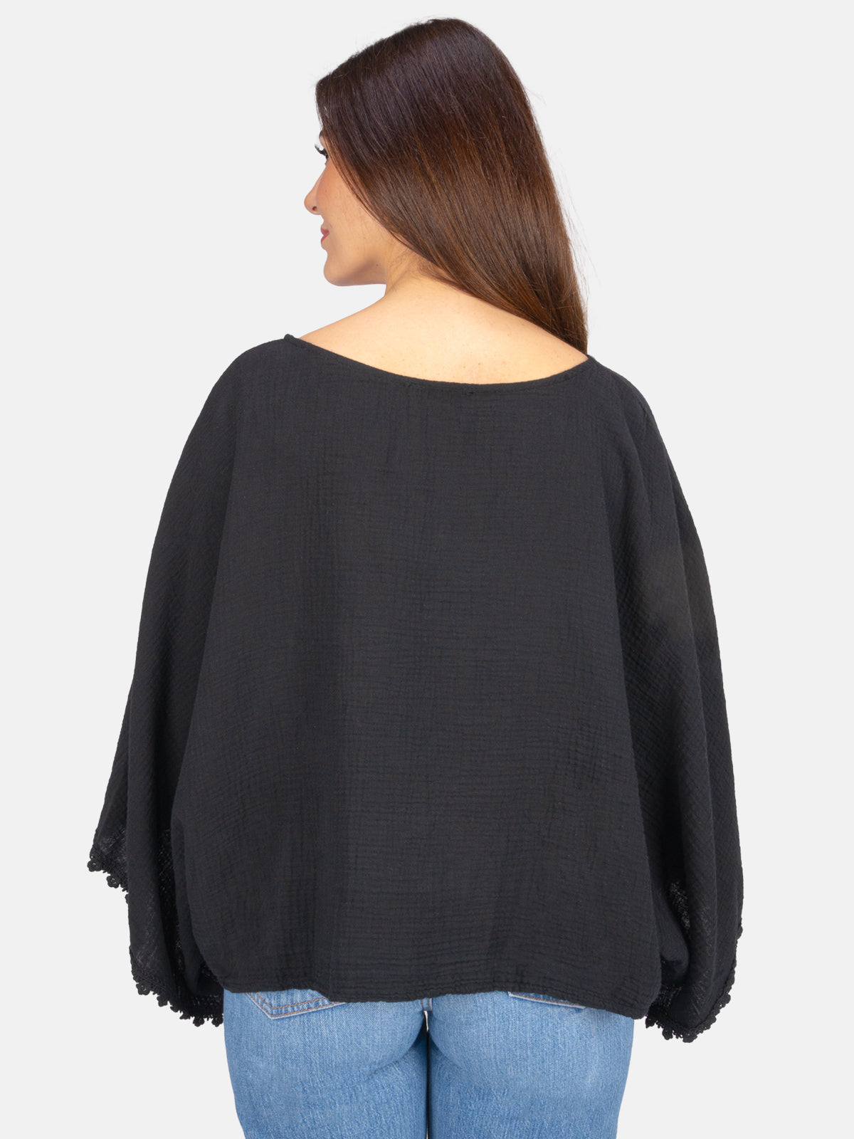 Kurze Musselinbluse mit weiten Ärmeln - Mathilda