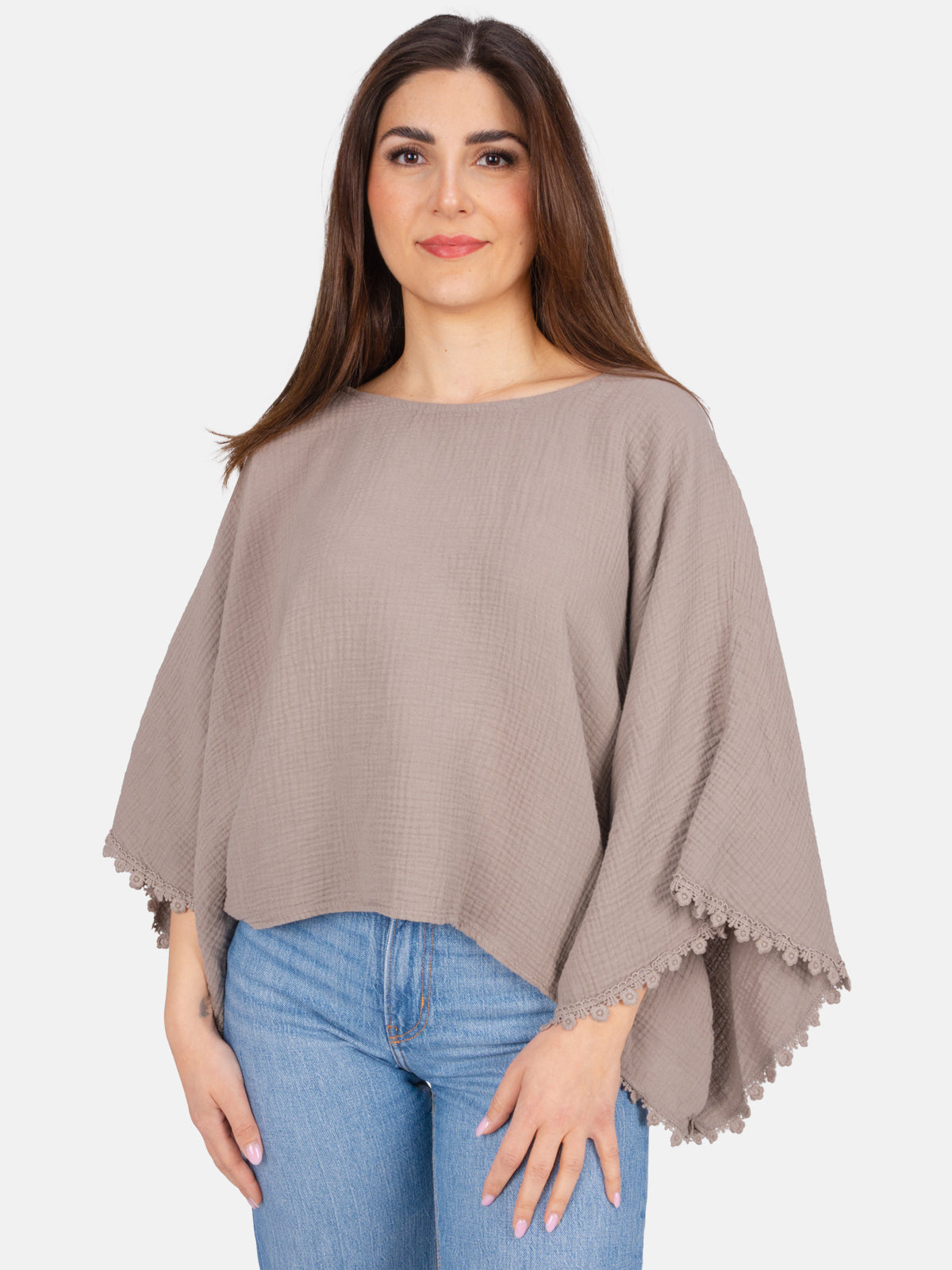 Kurze Musselinbluse mit weiten Ärmeln - Mathilda