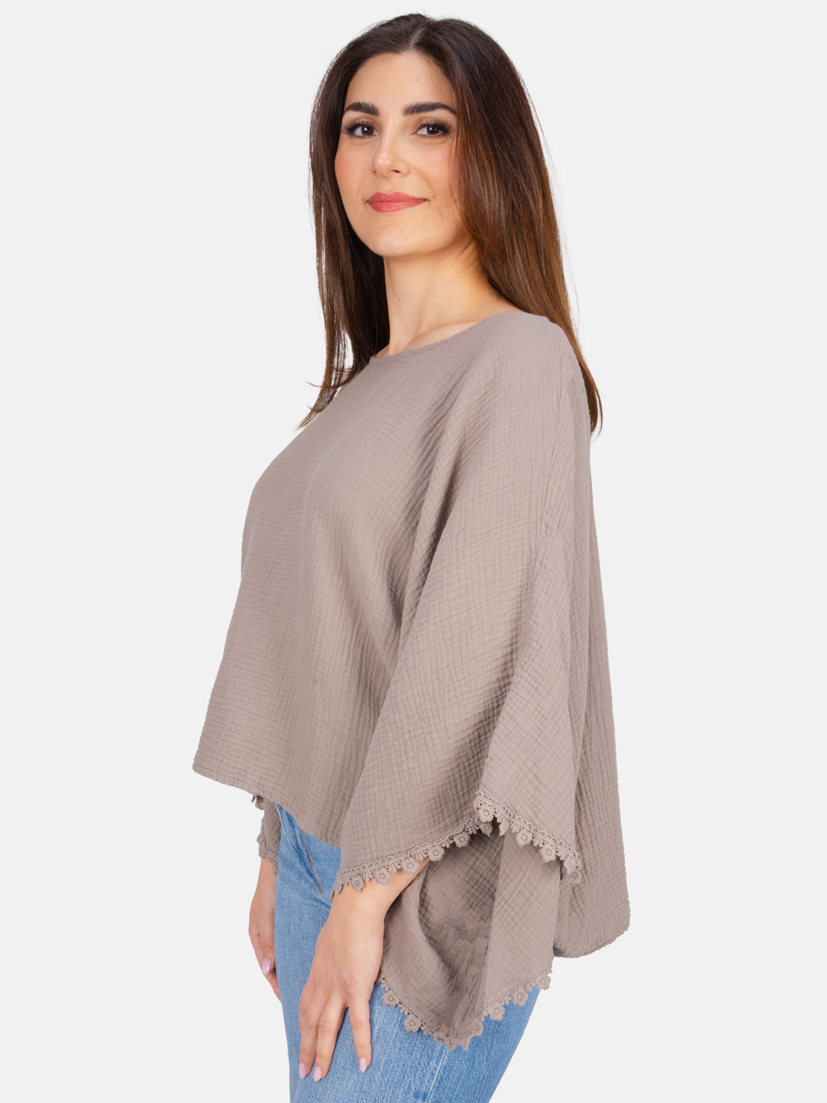 Kurze Musselinbluse mit weiten Ärmeln - Mathilda