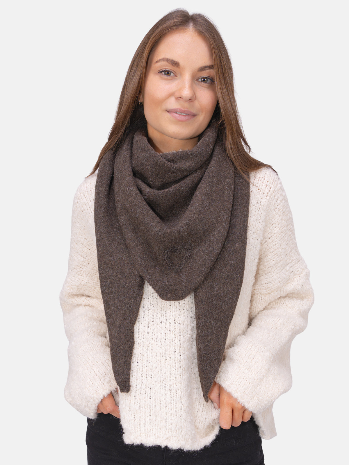 Dreieck Schal mit Herz Memphis #Farbe_Dark Coffee