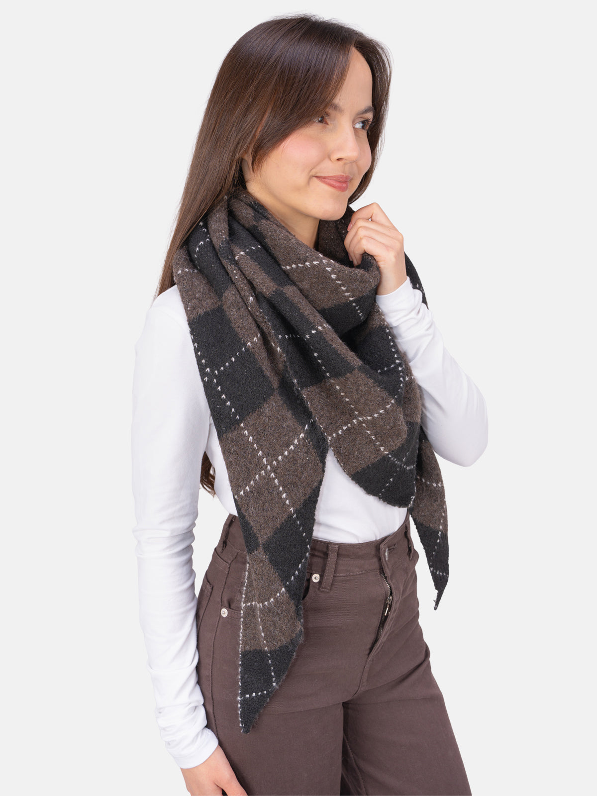 Schal Argyle Muster Winter Montana #Farbe_Coffee Schwarz