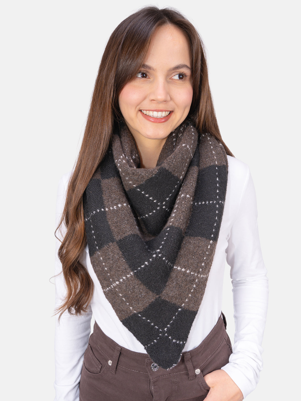 Schal Argyle Muster Winter Montana #Farbe_Coffee Schwarz