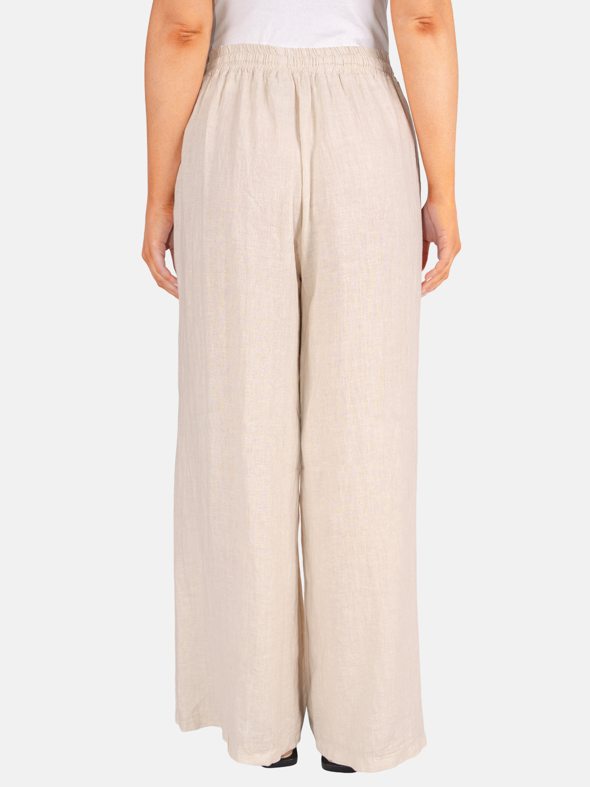 Leinenhose Perla mit Kordelzug in Beige #Farbe_Beige