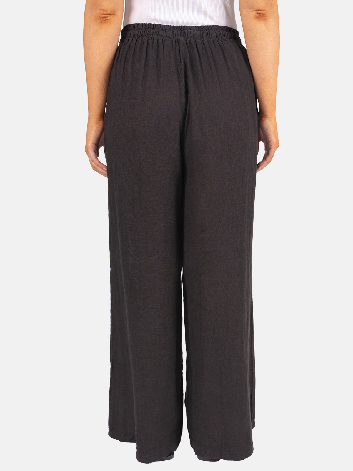 Leinenhose Perla mit Kordelzug in Schwarz #Farbe_Schwarz