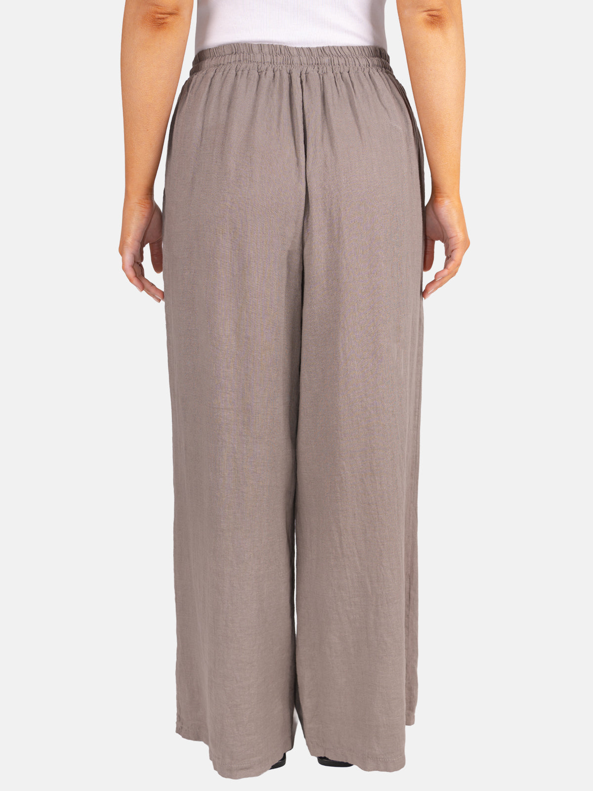 Leinenhose Perla mit Kordelzug in Taupe #Farbe_Taupe