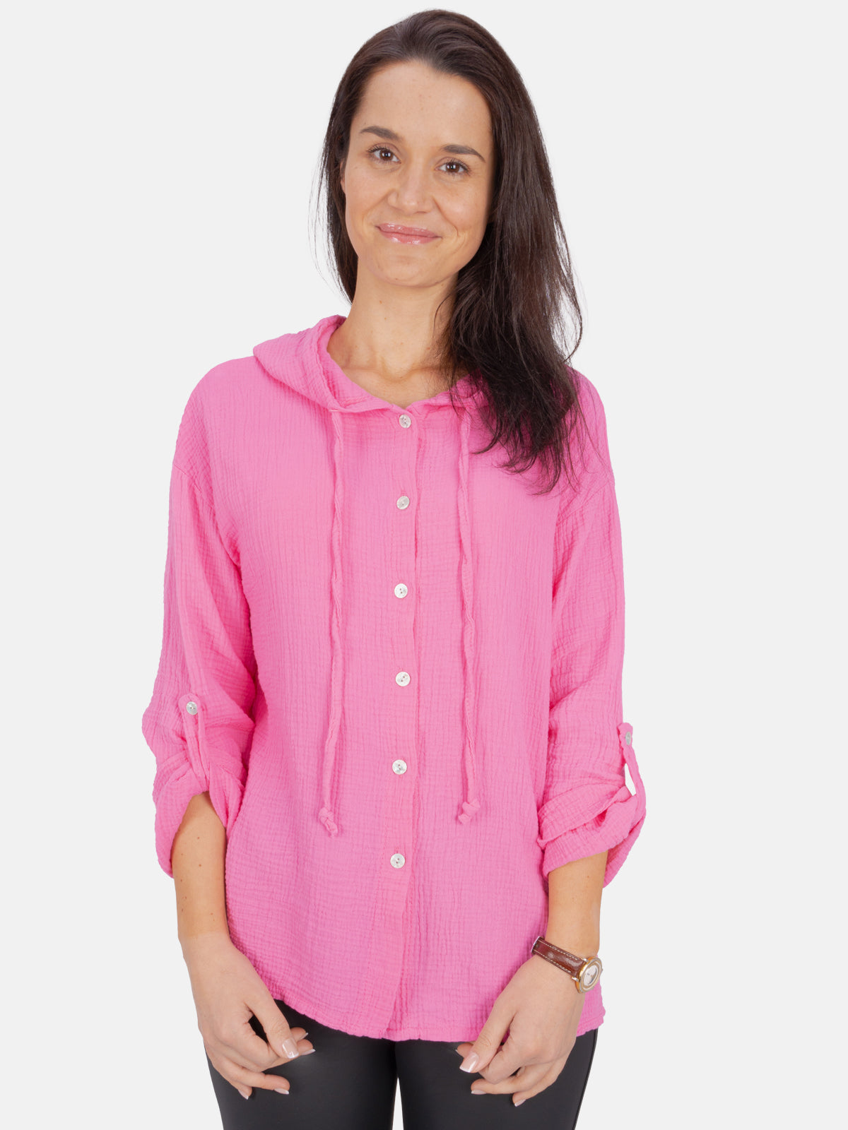 Musselin Bluse mit Kapuze - Camila