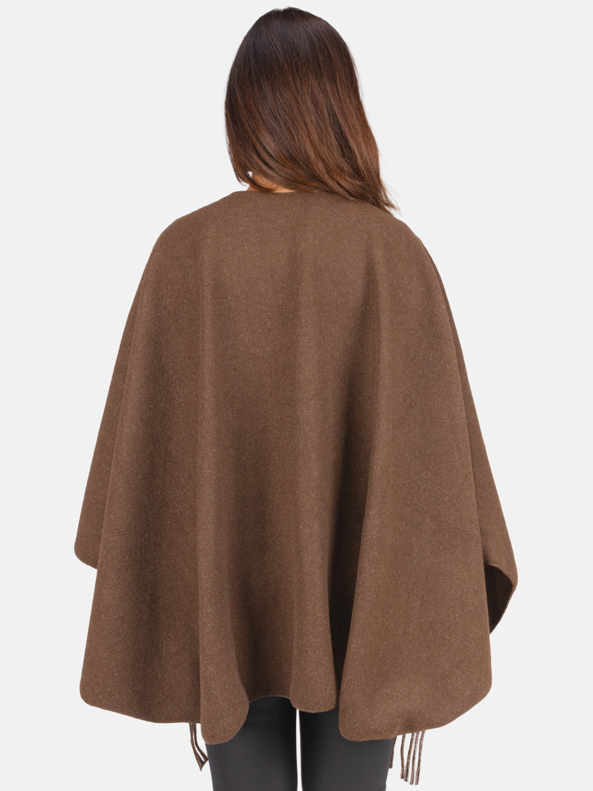 Damen Cape mit Fransen und Bindeschlaufe - Andrea