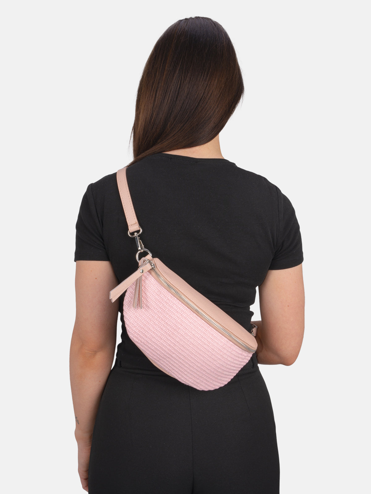 Raffia Leder Umhängetasche - Juna