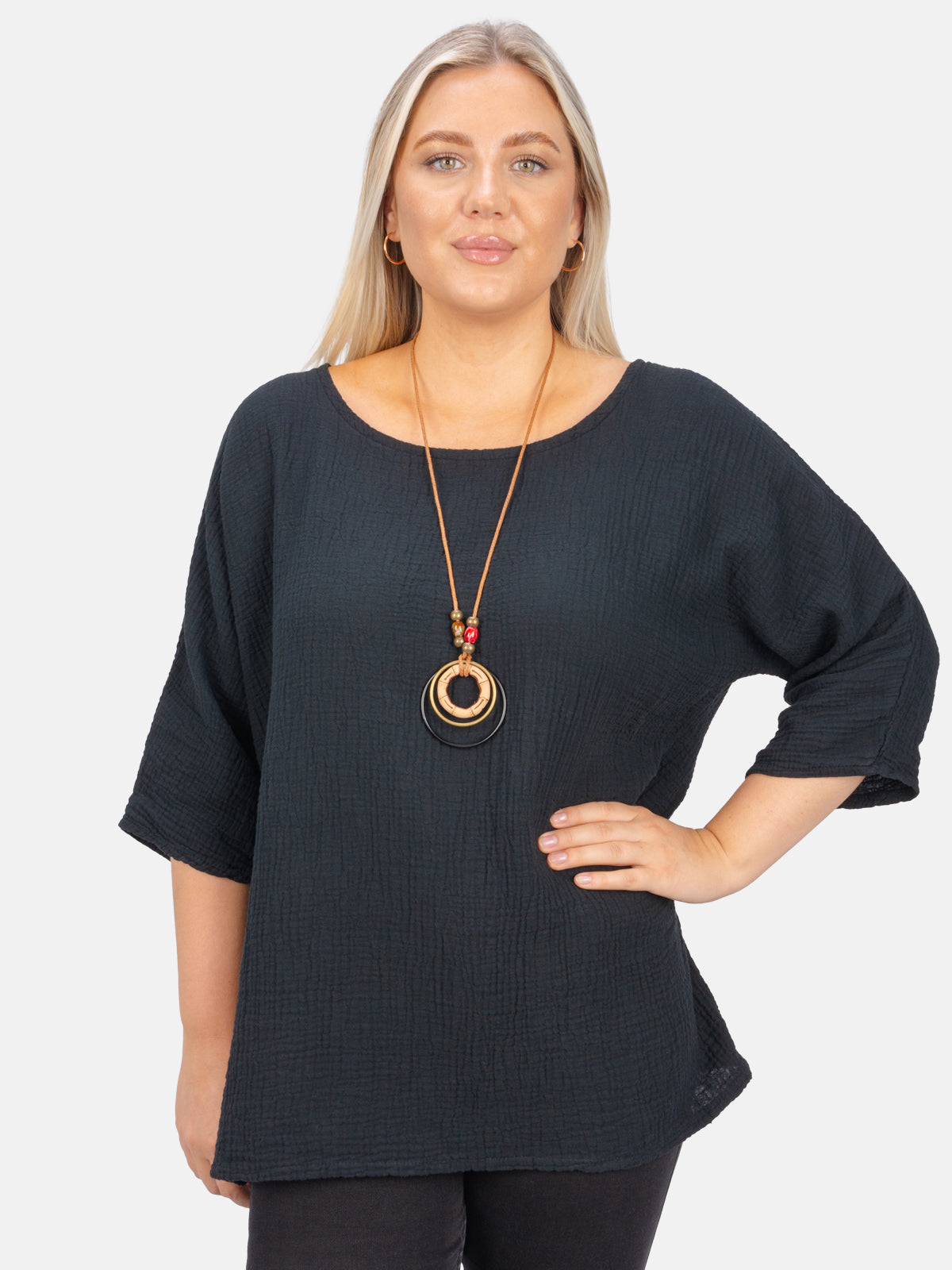 Musselin Bluse Halbarm Oversized - Vanessa