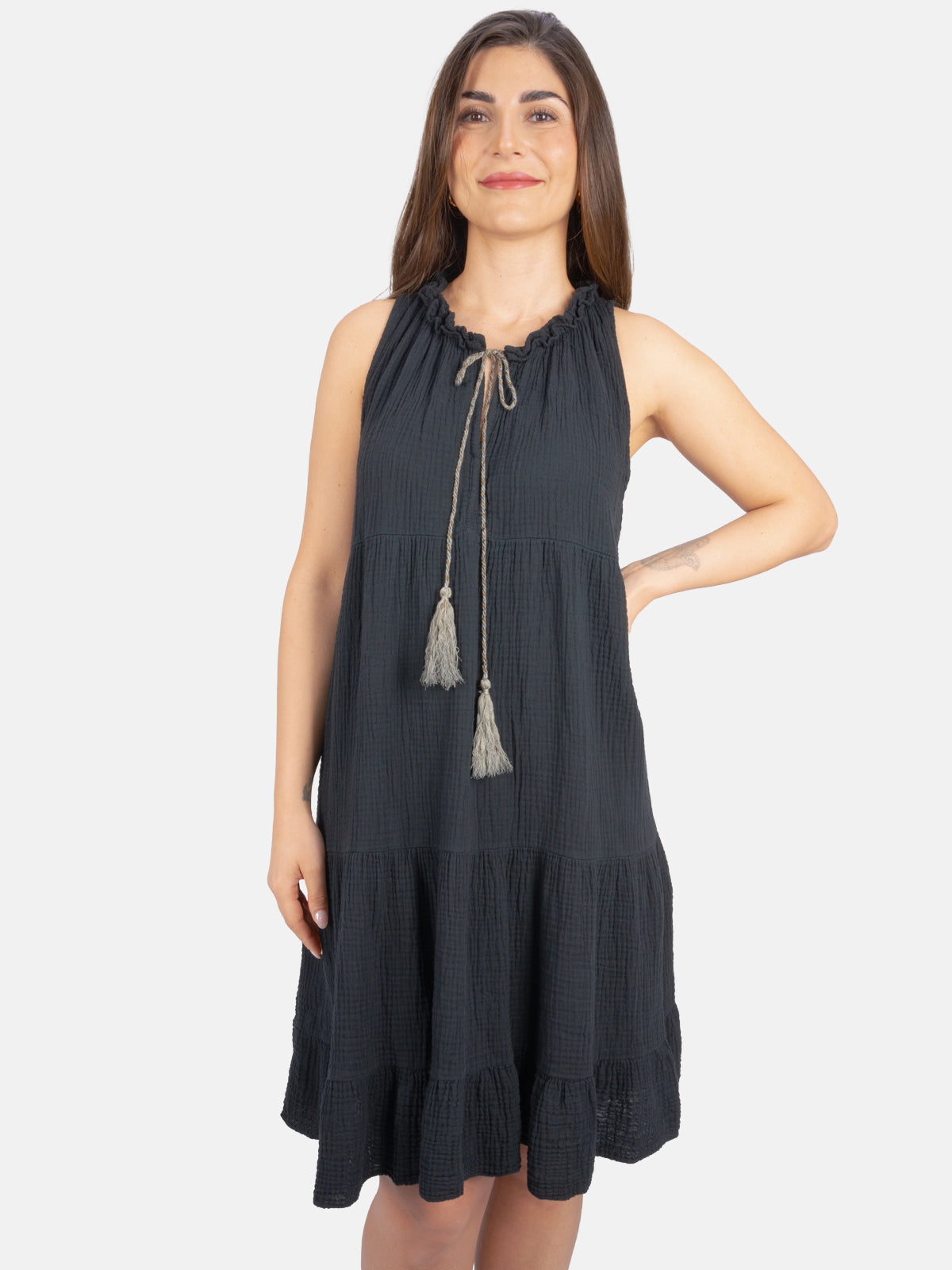 Musselin Kleid mit Tasseln - Buki