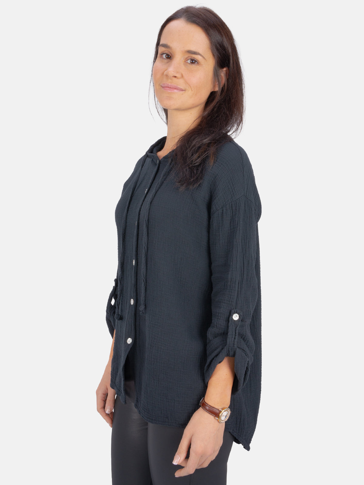 Musselin Bluse mit Kapuze - Camila