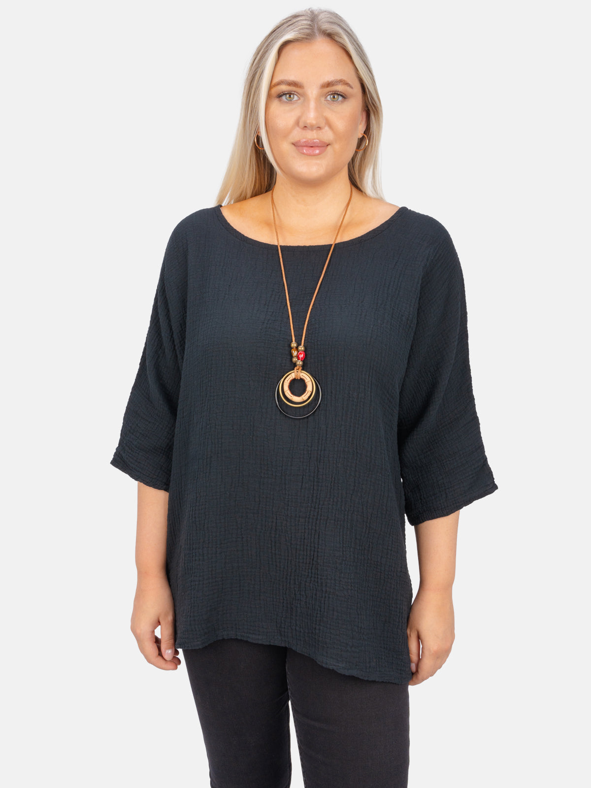 Musselin Bluse Halbarm Oversized - Vanessa