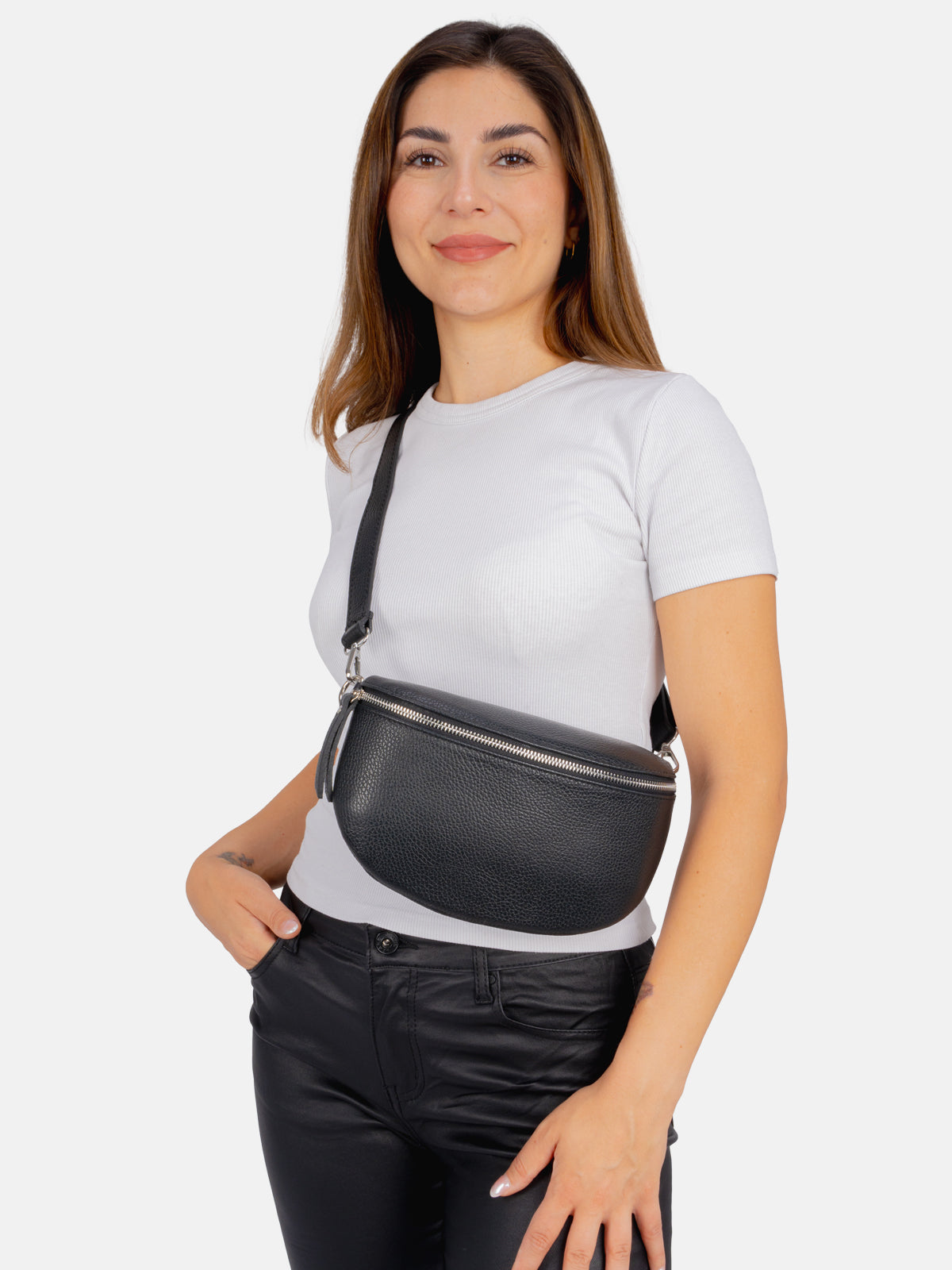 Crossbody Umhängetasche Gr. M aus 100% Leder - Anna