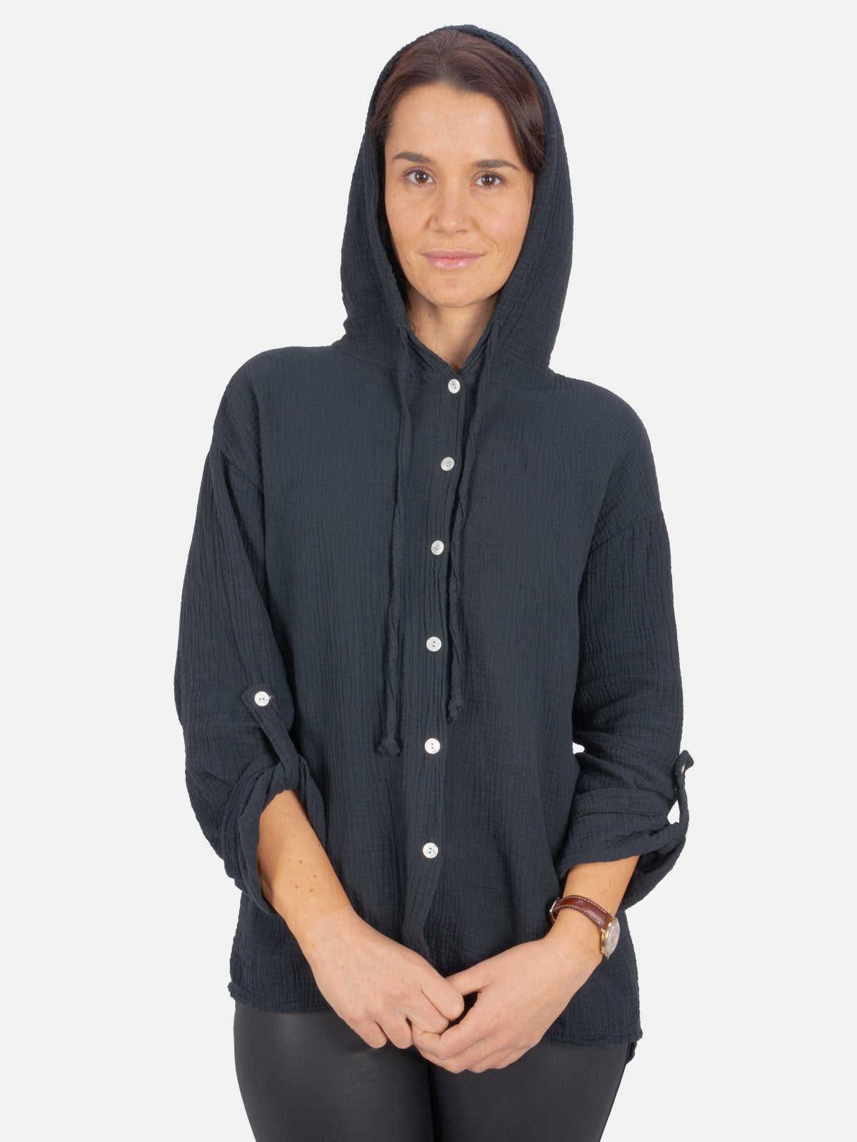 Musselin Bluse mit Kapuze - Camila