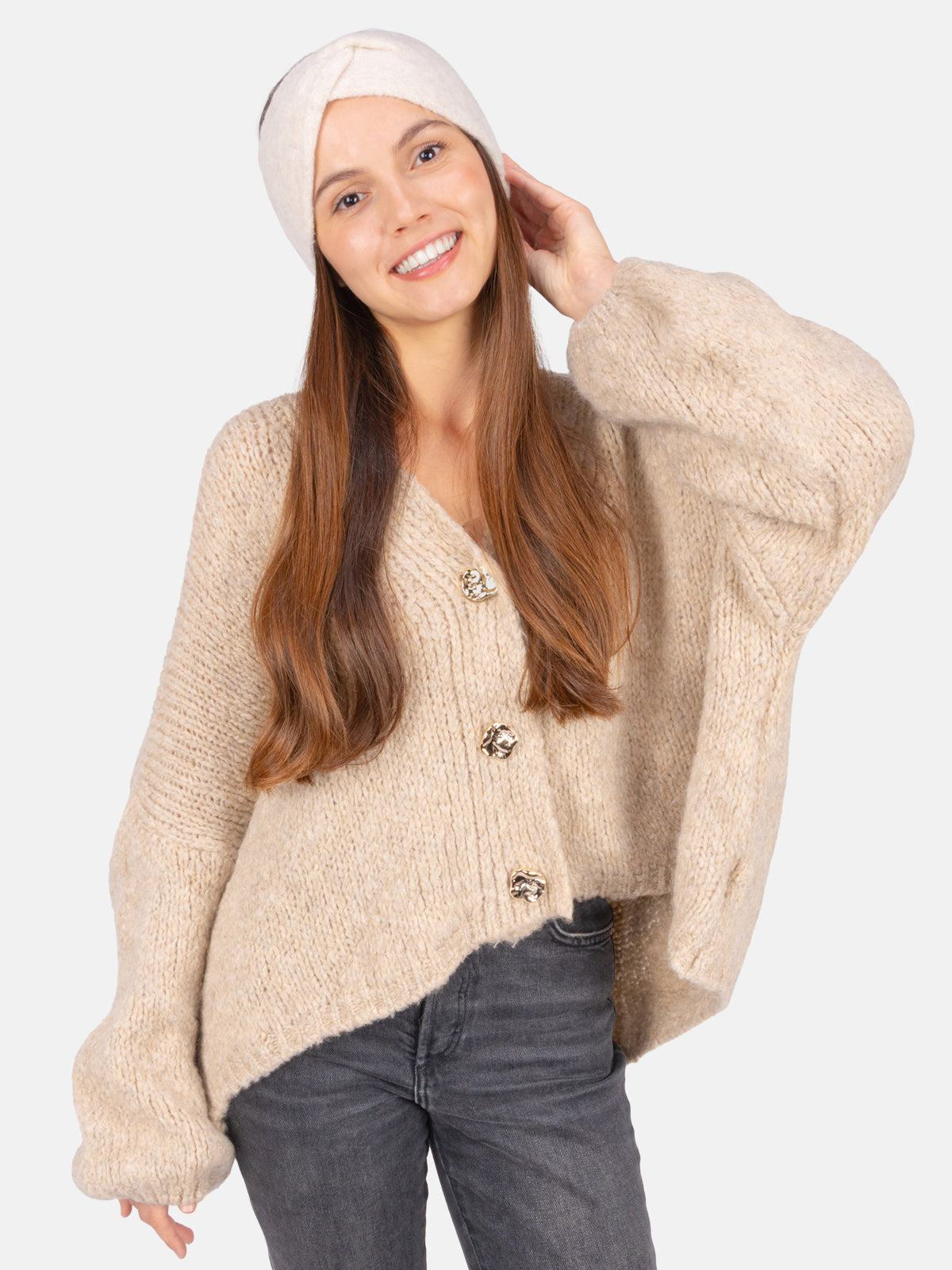 Damen Stirnband Uni - Fiona in Creme #Farbe_Creme
