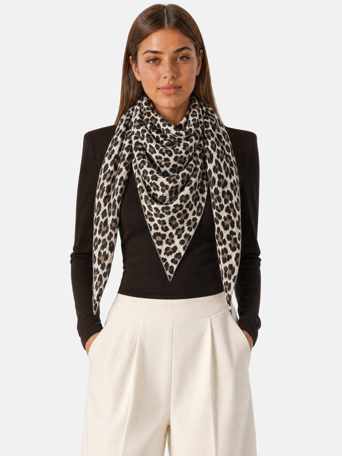 Musselin Dreieck Schal - Sydney in Beige Leo #Farbe_Beige Leo
