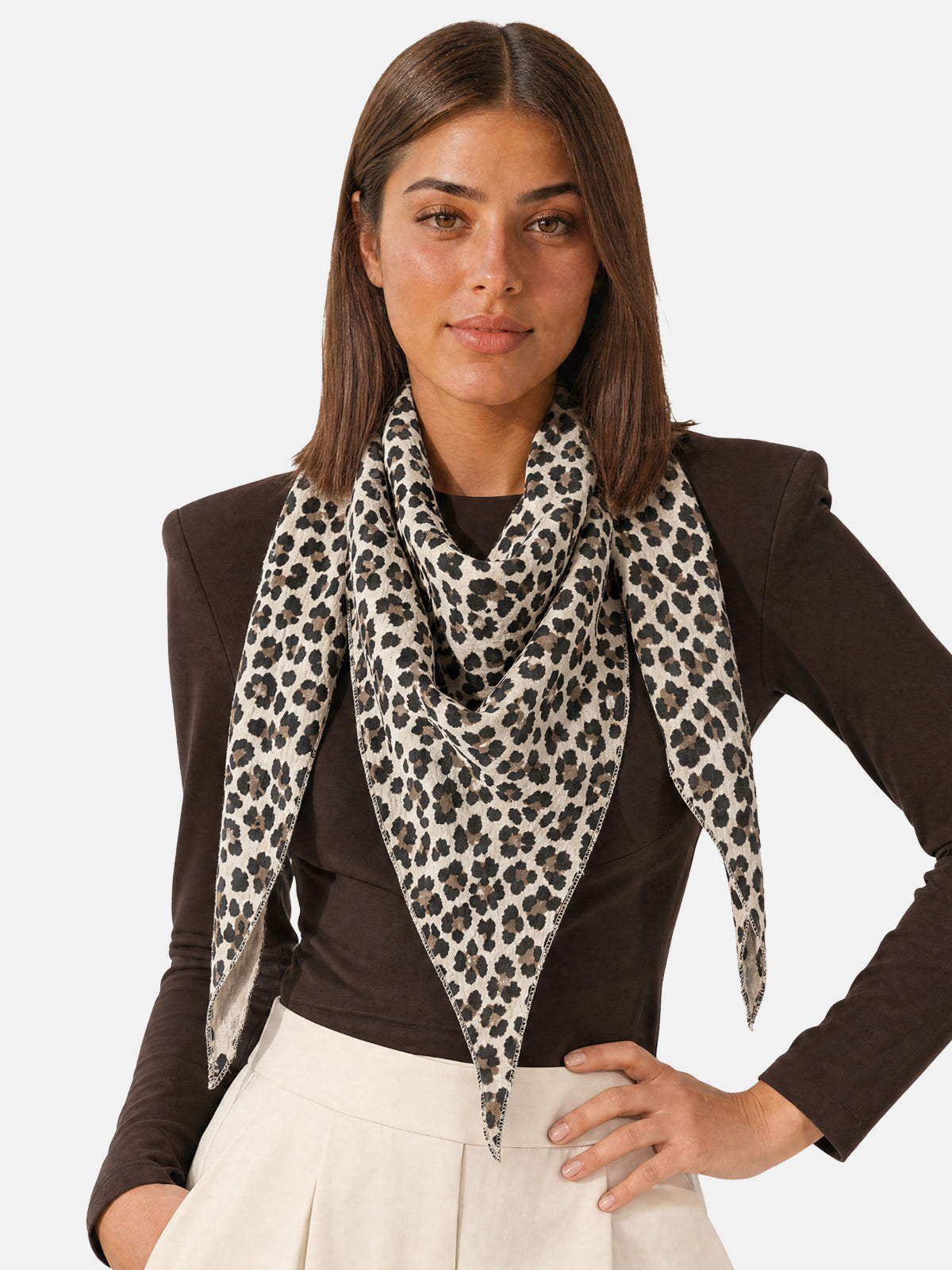 Musselin Dreieck Schal - Sydney in Beige Leo #Farbe_Beige Leo
