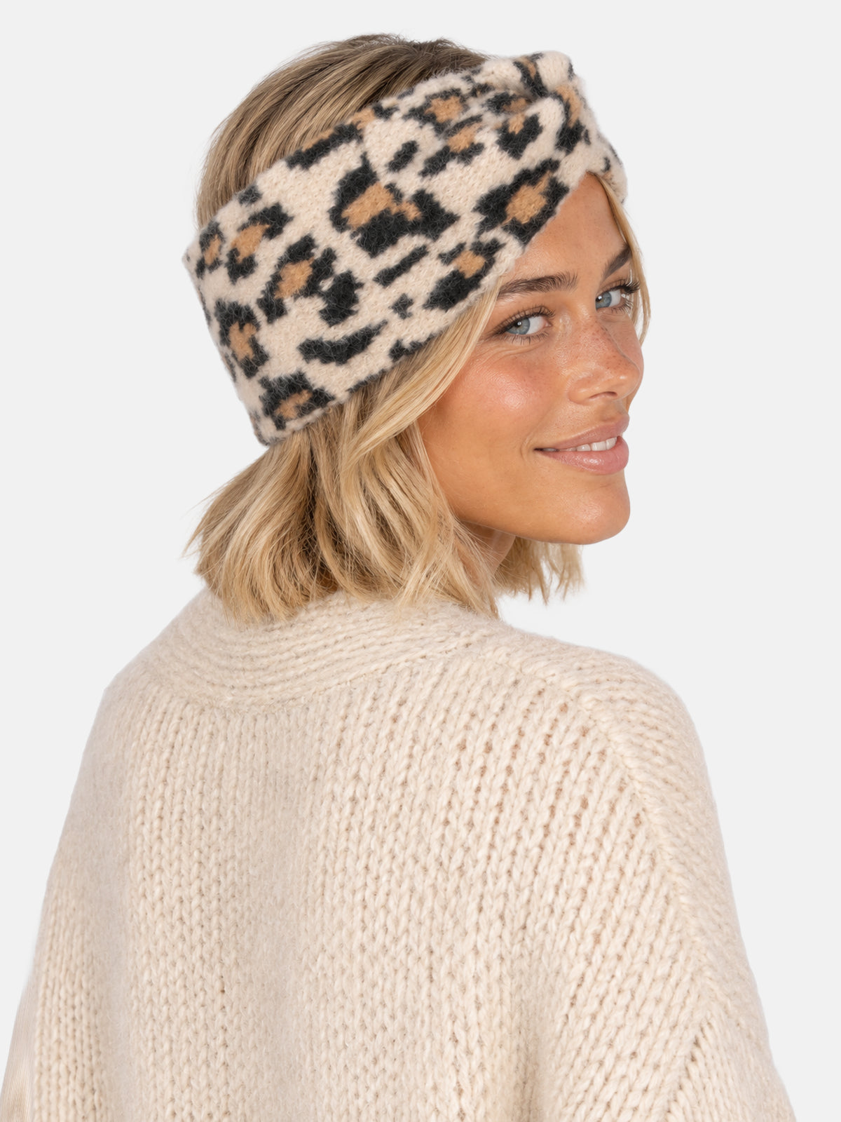 Damen Stirnband Leo Muster - Tanja in Beige Leo #Farbe_Beige Leo