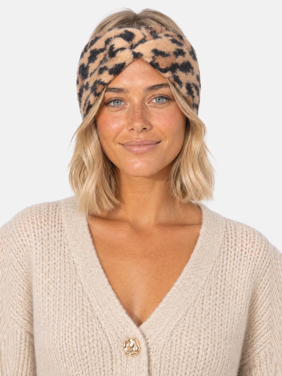 Damen Stirnband Leo Muster - Tanja in Camel Leo #Farbe_Camel Leo