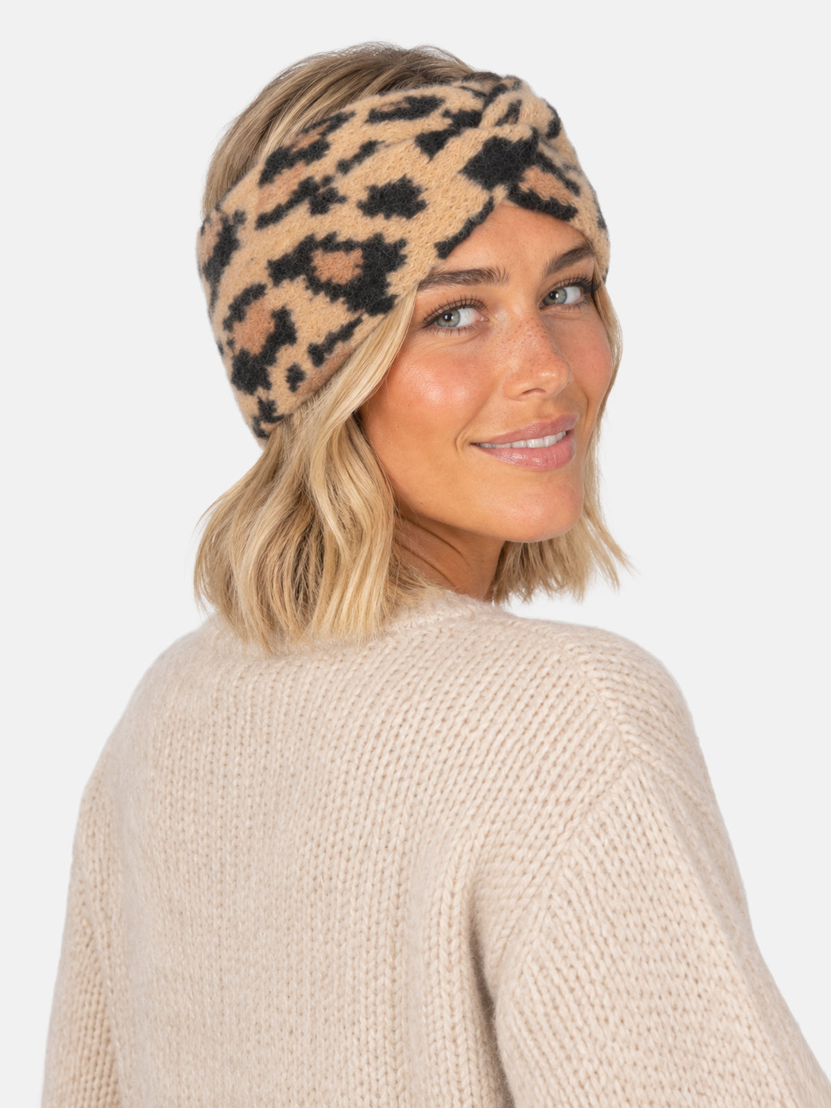 Damen Stirnband Leo Muster - Tanja in Camel Leo #Farbe_Camel Leo