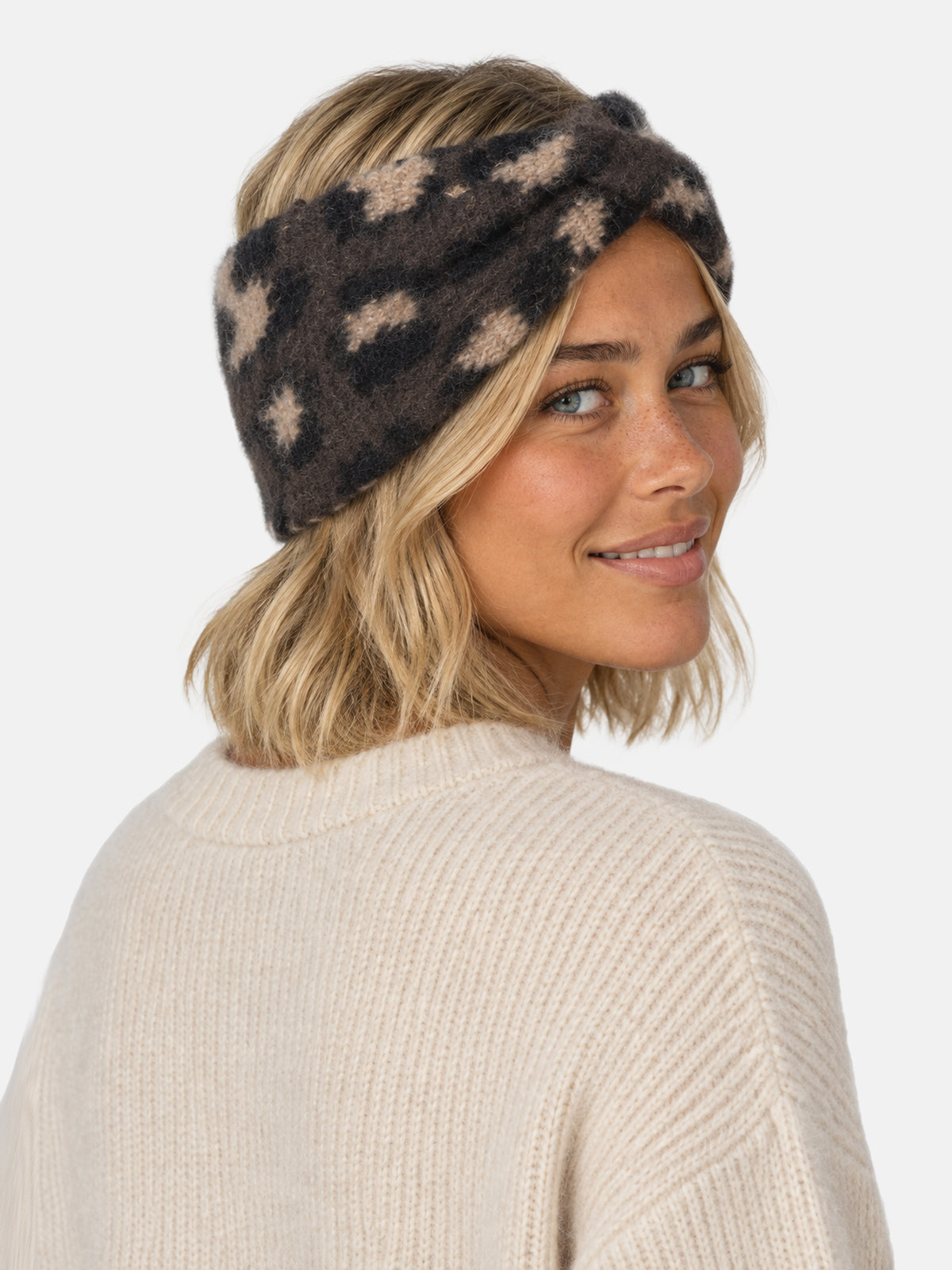 Damen Stirnband Leo Muster - Tanja in Camel Leo #Farbe_Dark Coffee Leo