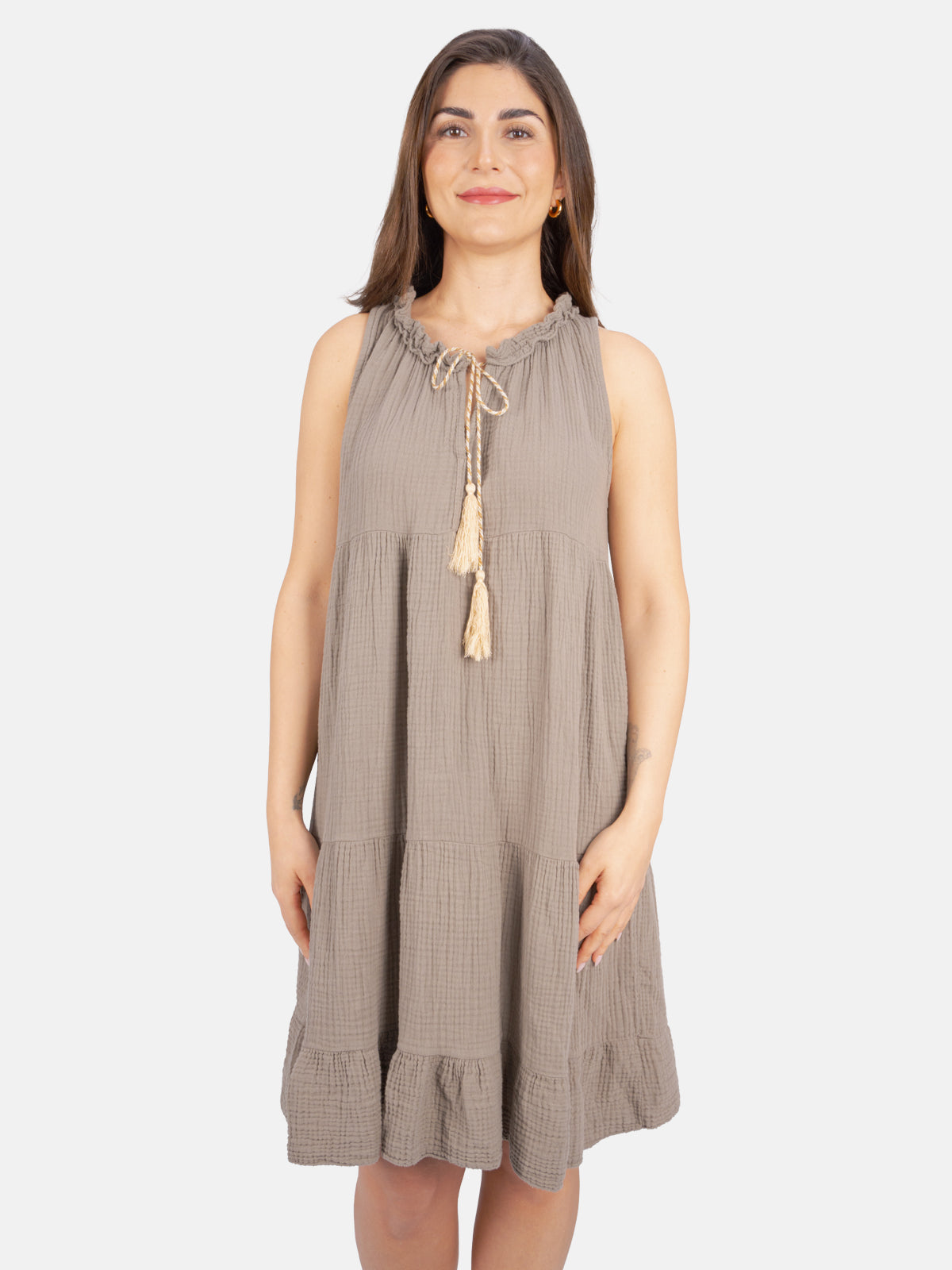 Musselin Kleid mit Tasseln - Buki