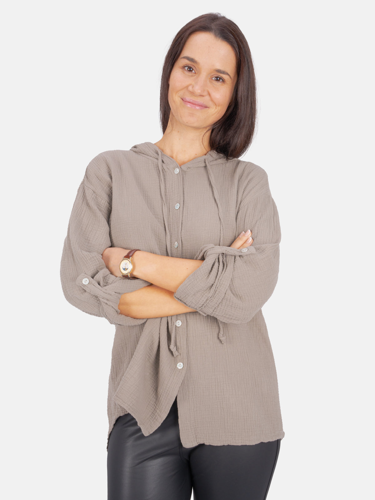 Musselin Bluse mit Kapuze - Camila