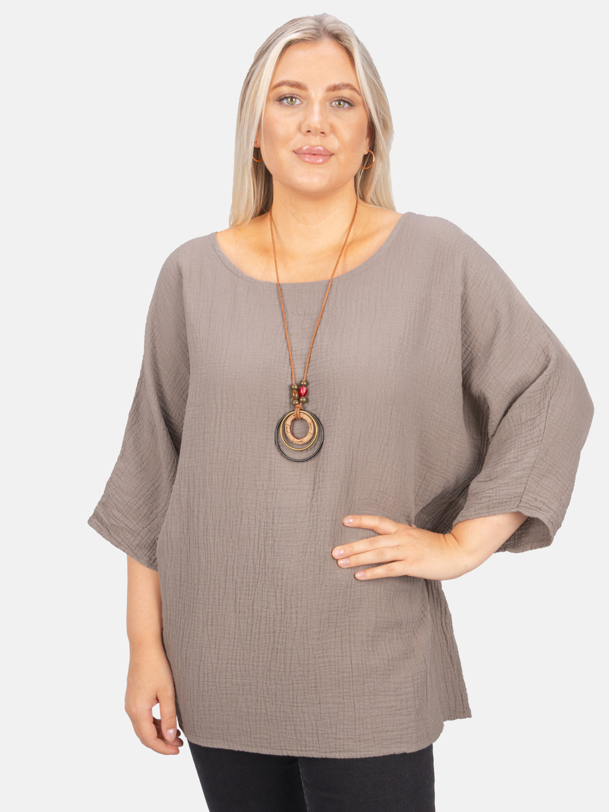 Musselin Bluse Halbarm Oversized - Vanessa