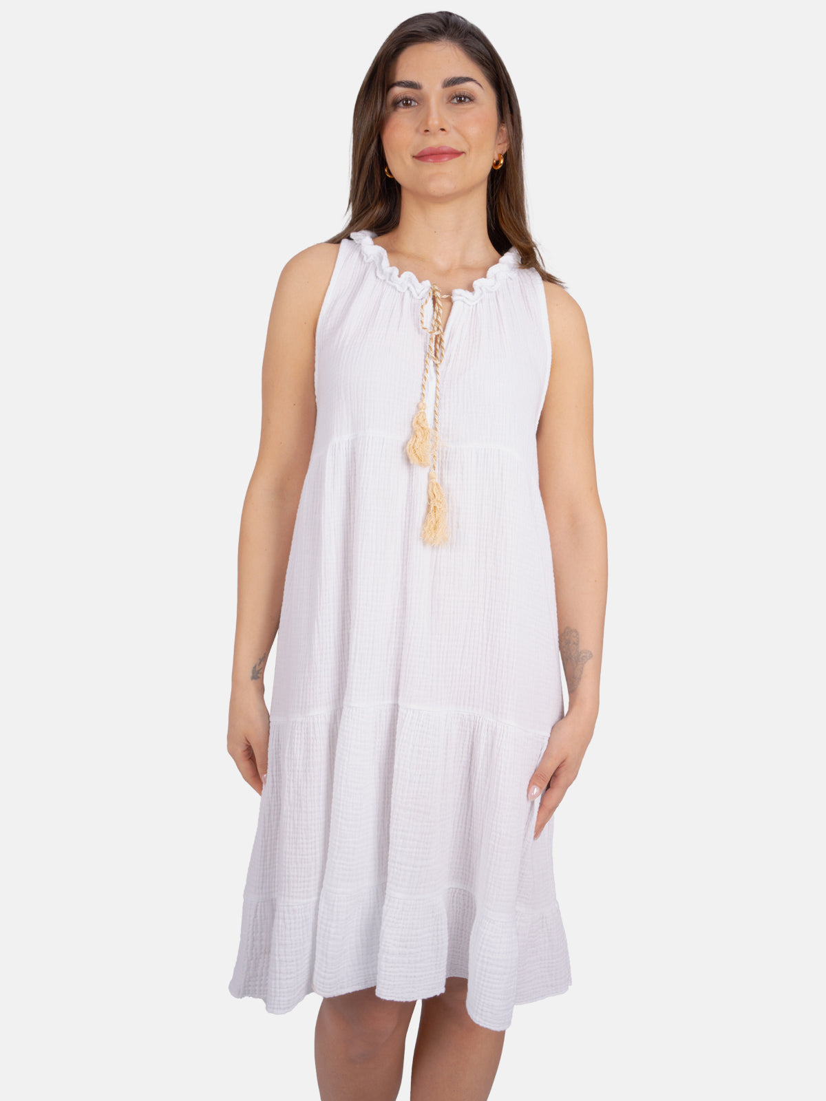 Musselin Kleid mit Tasseln - Buki