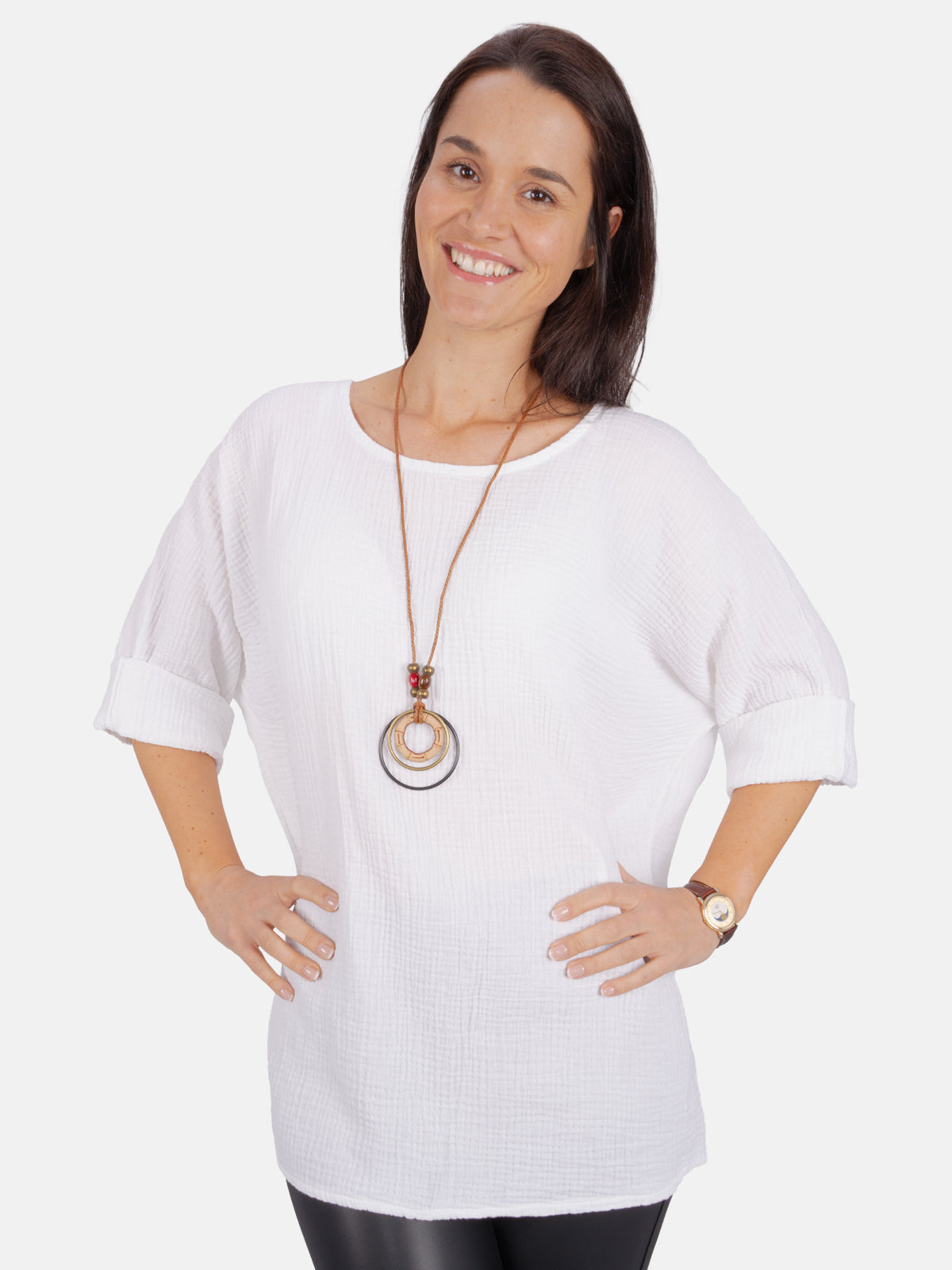 Musselin Bluse mit Kette - Valentina