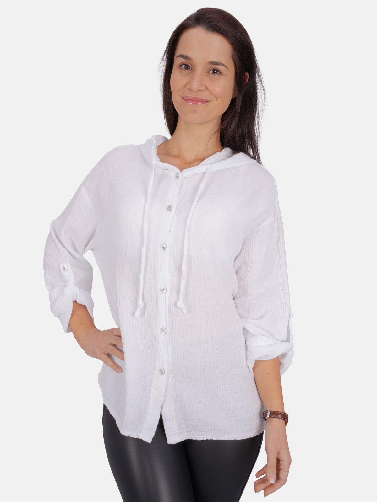 Musselin Bluse mit Kapuze - Camila