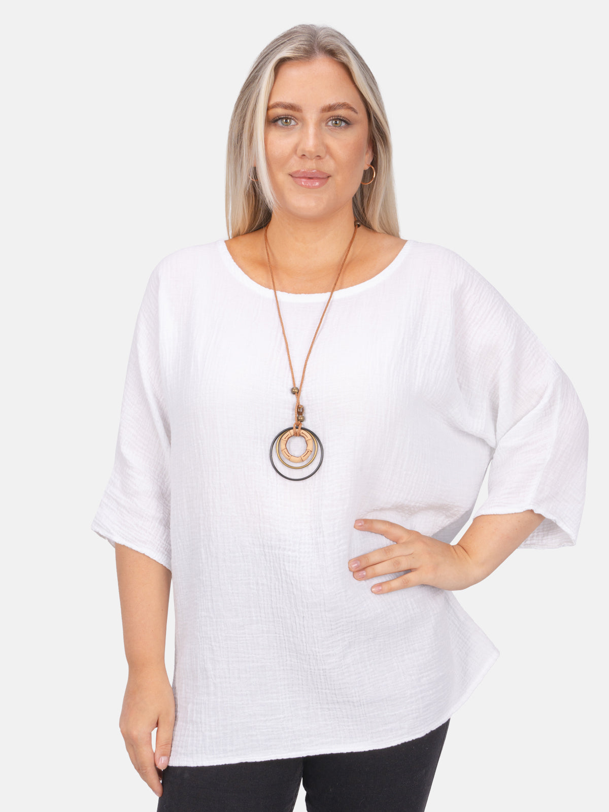 Musselin Bluse Halbarm Oversized - Vanessa