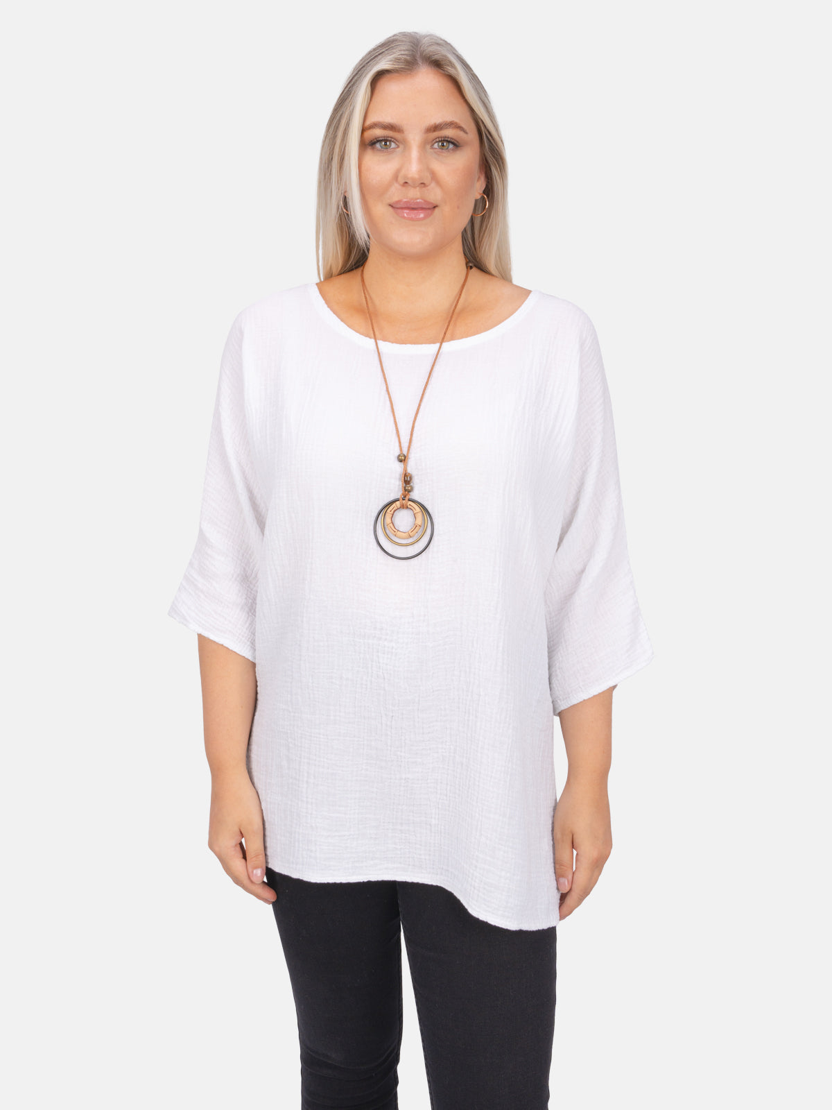 Musselin Bluse Halbarm Oversized - Vanessa