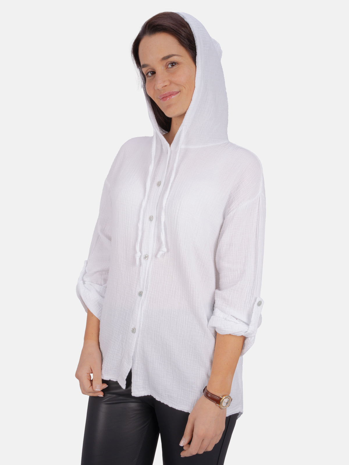 Musselin Bluse mit Kapuze - Camila