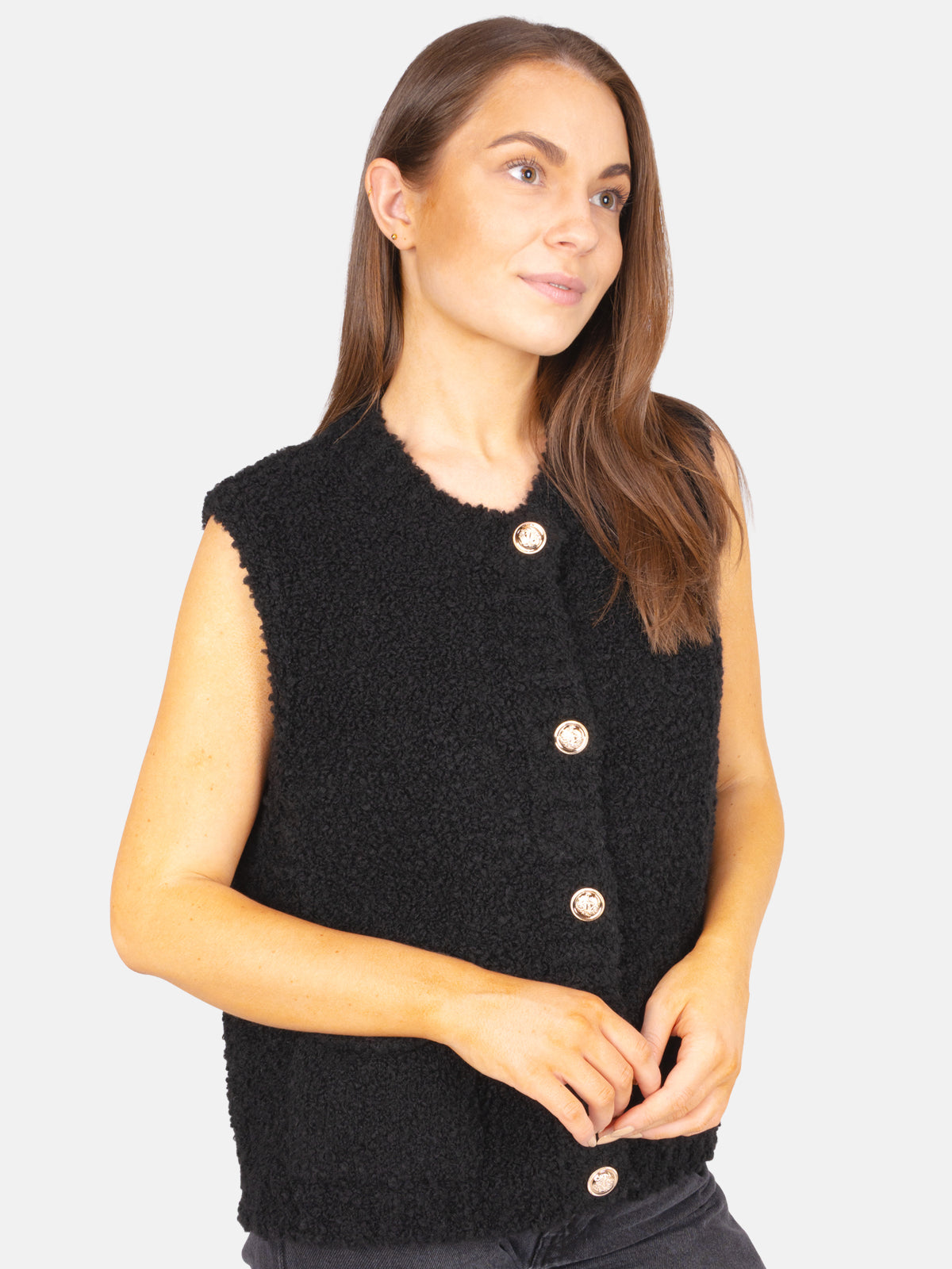 Damen Strickweste mit Knopfverschluss Wendy