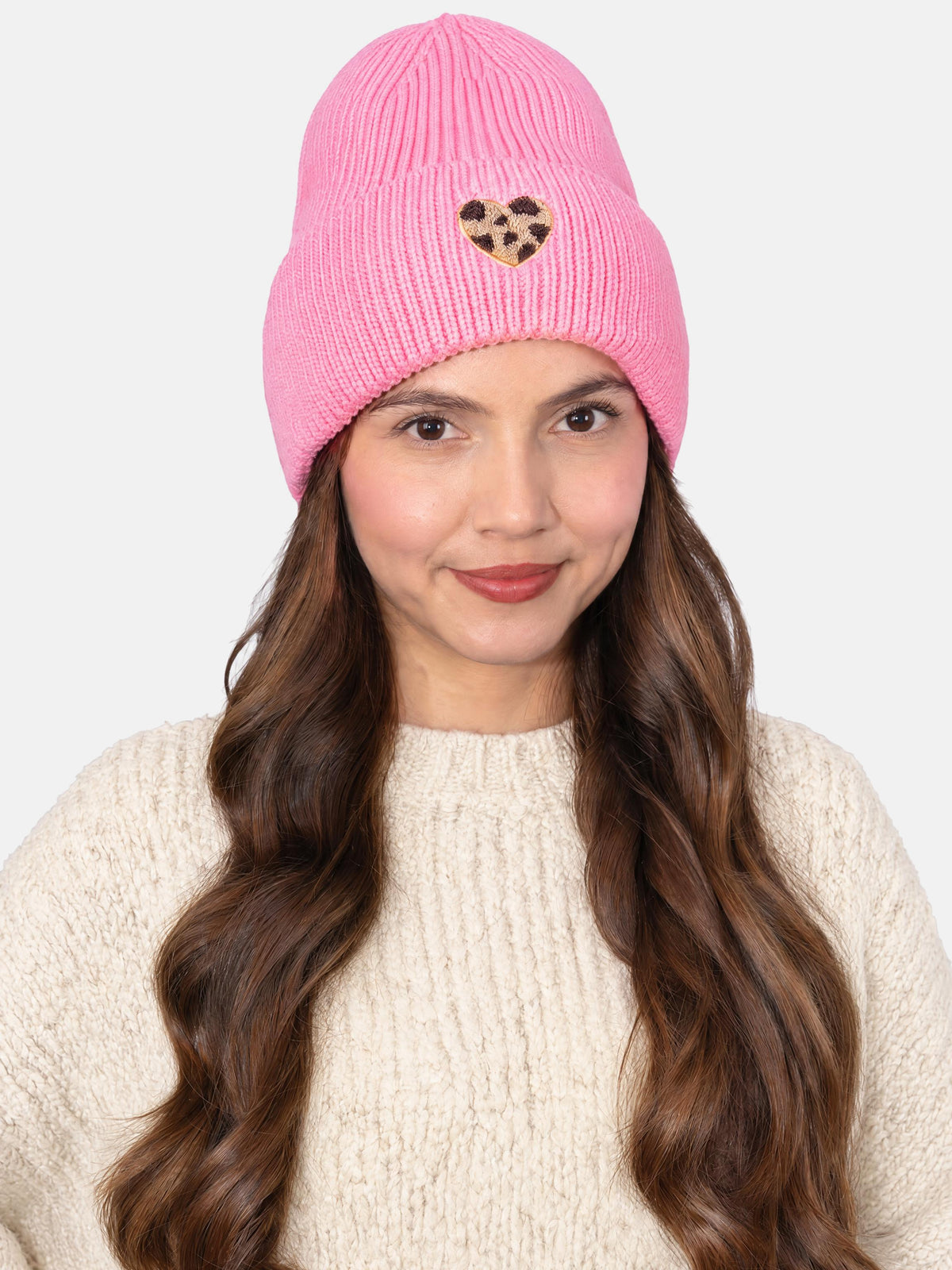 Damen Mütze mit Herz - Zoe in Espresso #Farbe_Light Pink