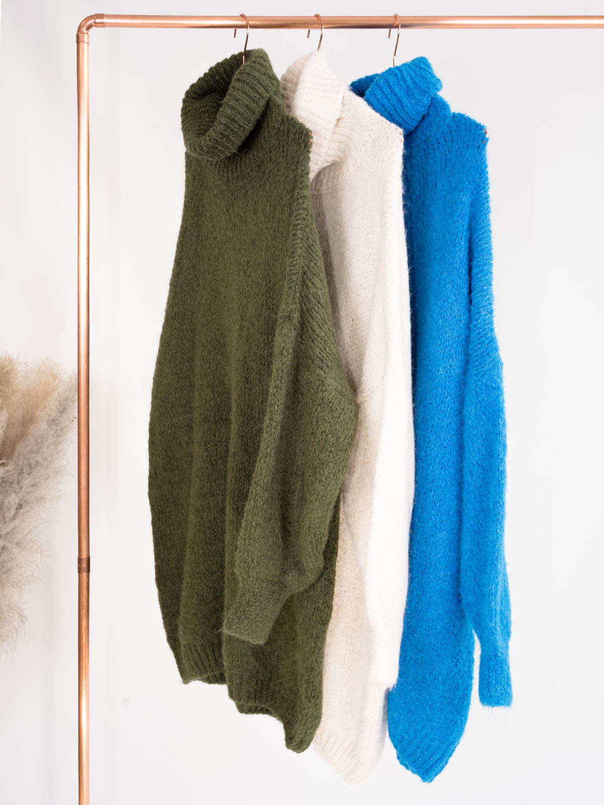 Langer Strick Pullover / Strick Kleid mit Rollkragen - Dani