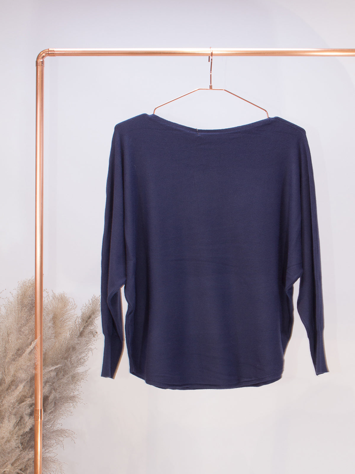 Rundhals Pullover mit Fledermausärmel - dunkelblau uni - Mere 27