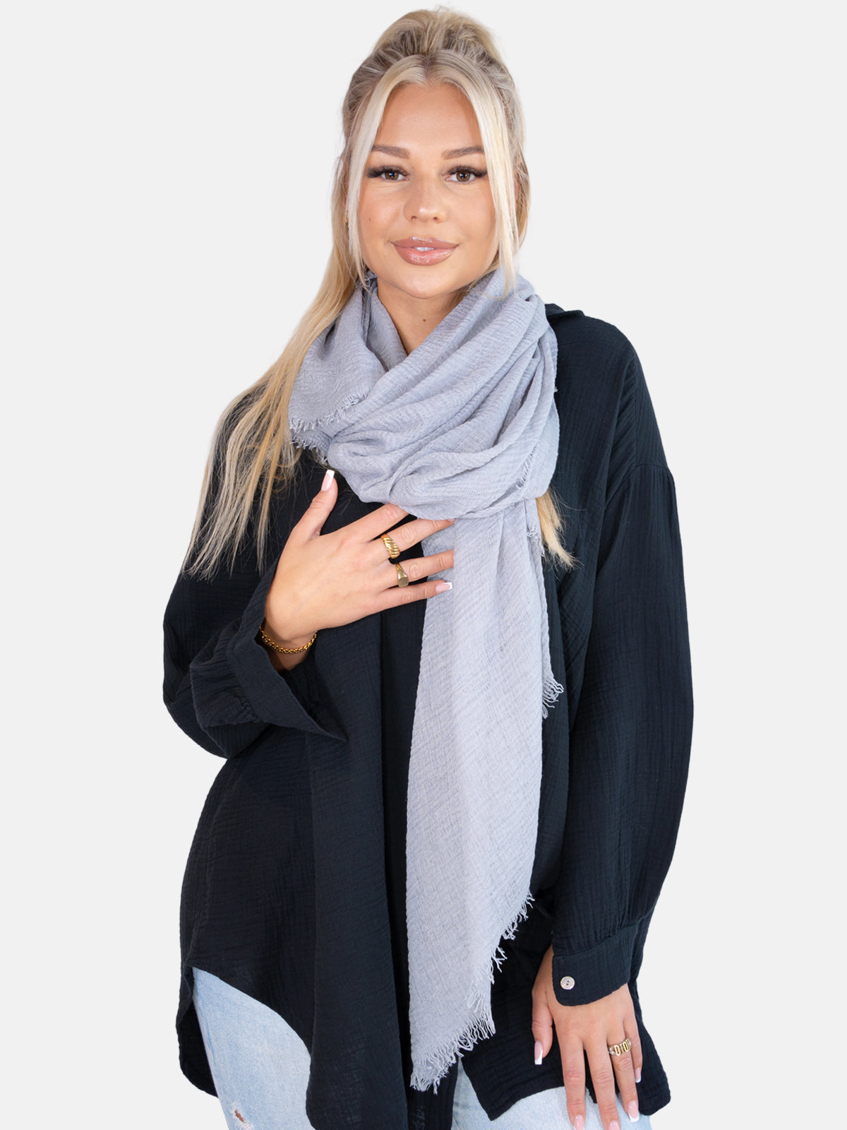 Schal gewellt, dünn & leicht - grau - Isabella