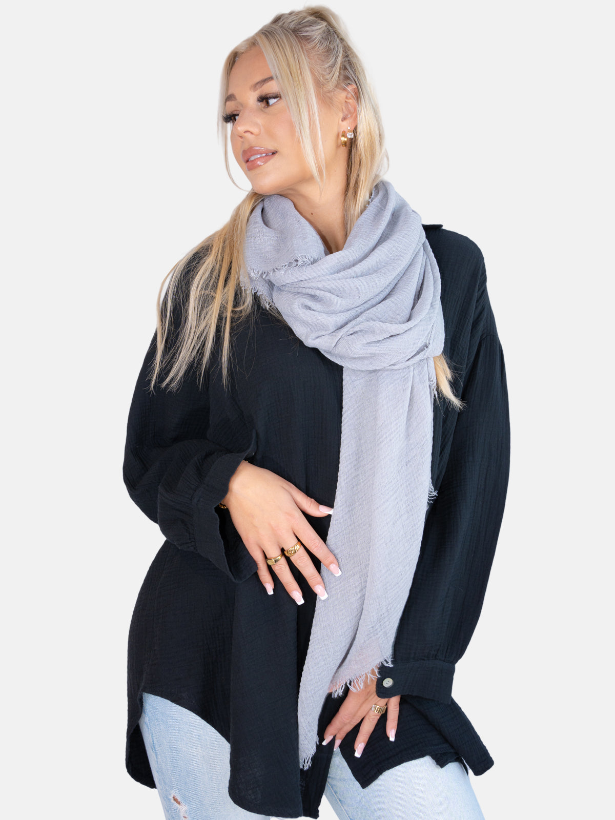 Schal gewellt, dünn & leicht - grau - Isabella